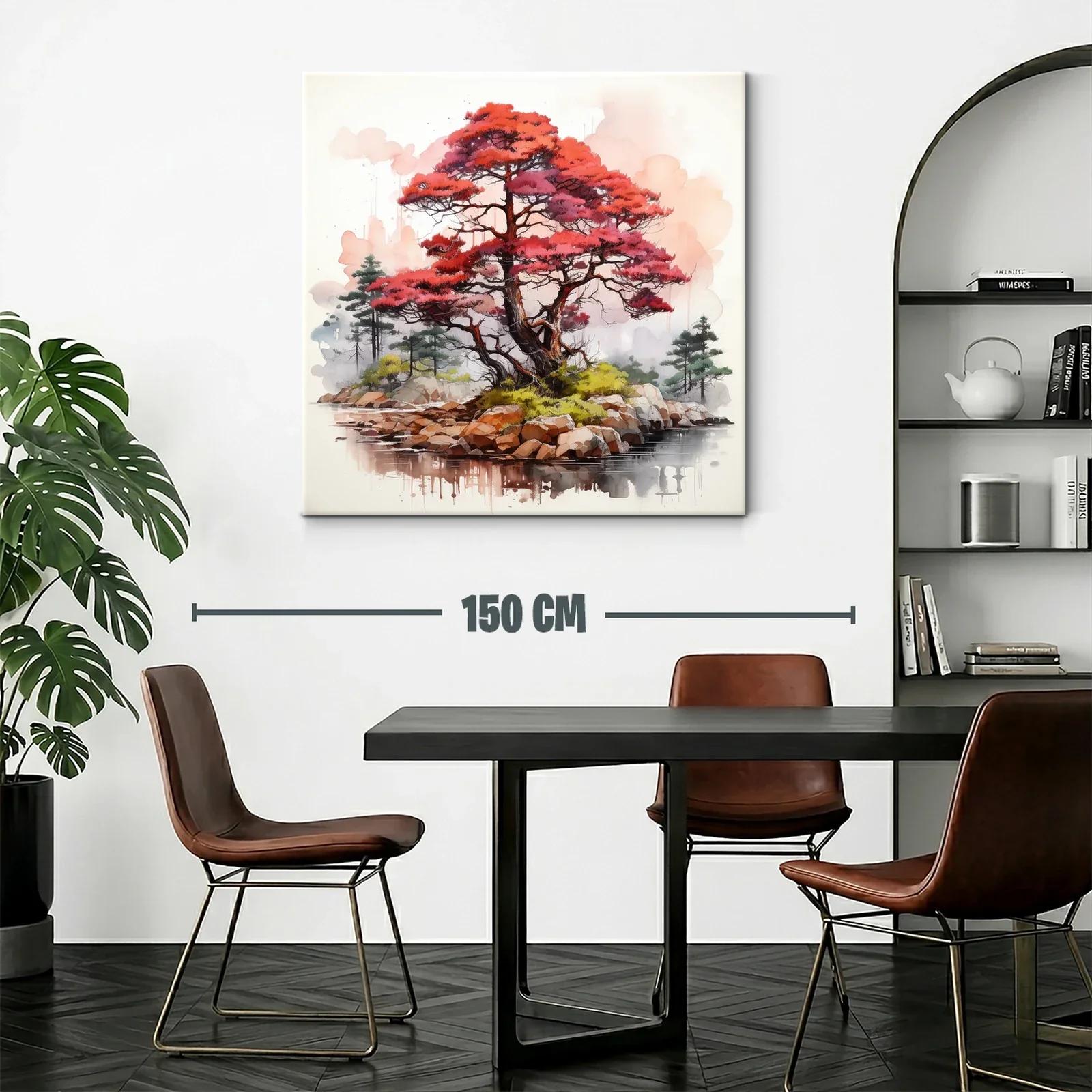 Árbol rojo en isla serena con paisaje natural — miniatura 2