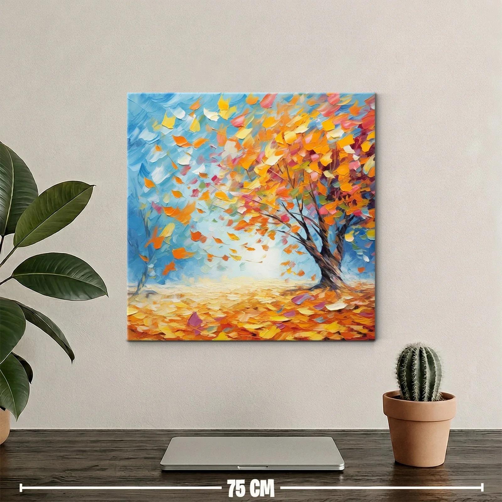 Cuadro vibrante con árbol y hojas otoñales en movimiento — miniatura 2