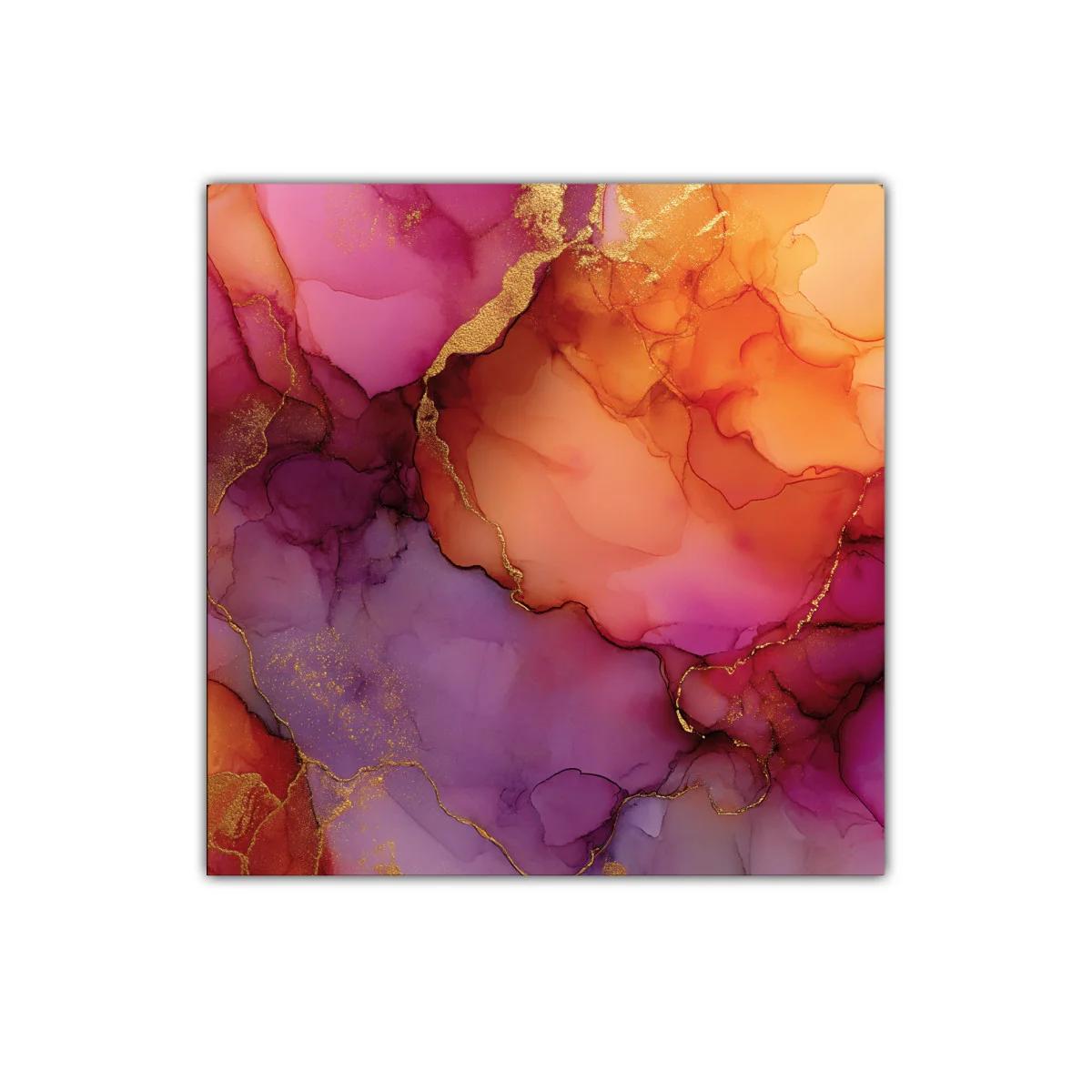 Cuadro abstracto con tonos cálidos y detalles dorados — imagen principal