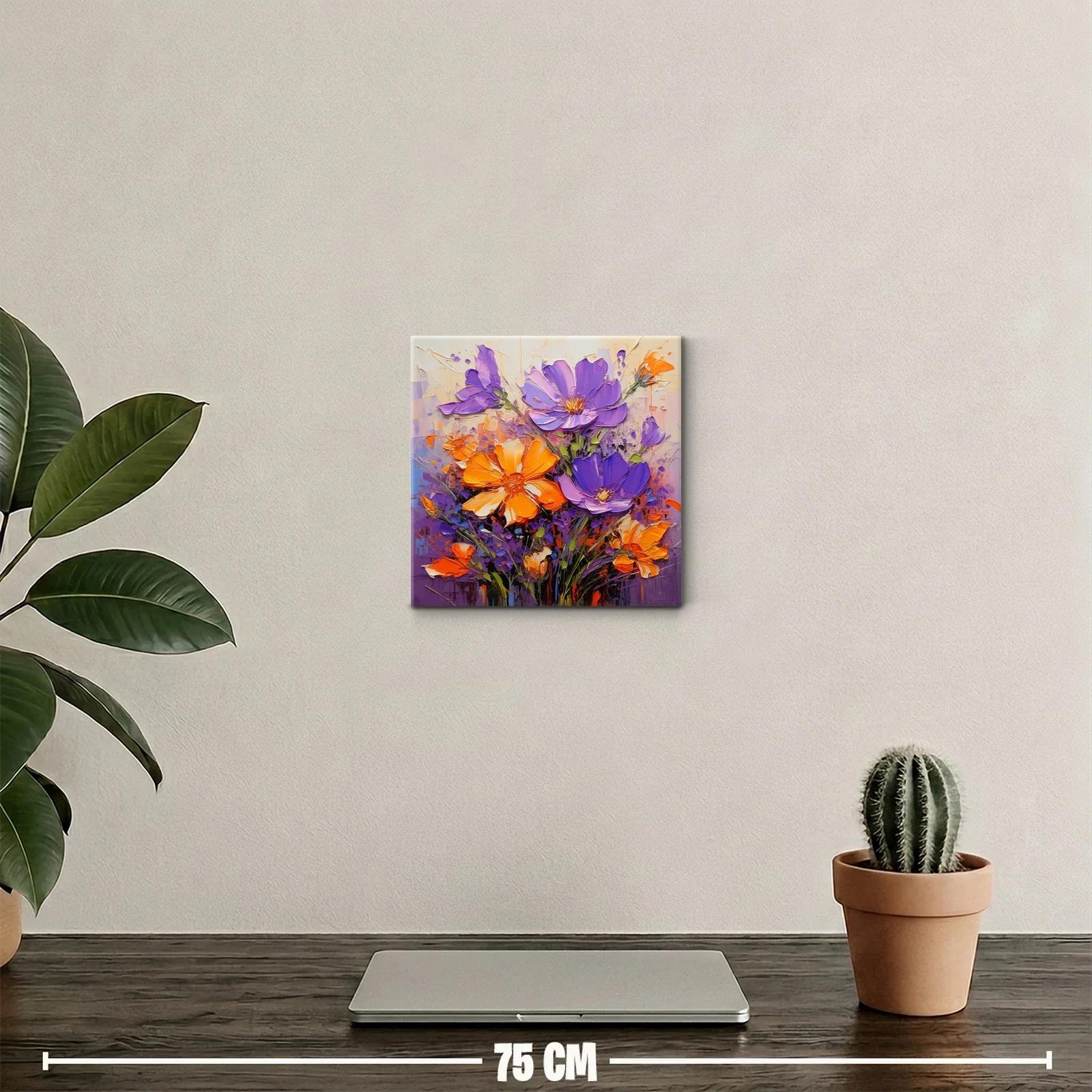 Explosión vibrante de flores en tonos morados y naranjas — miniatura 2