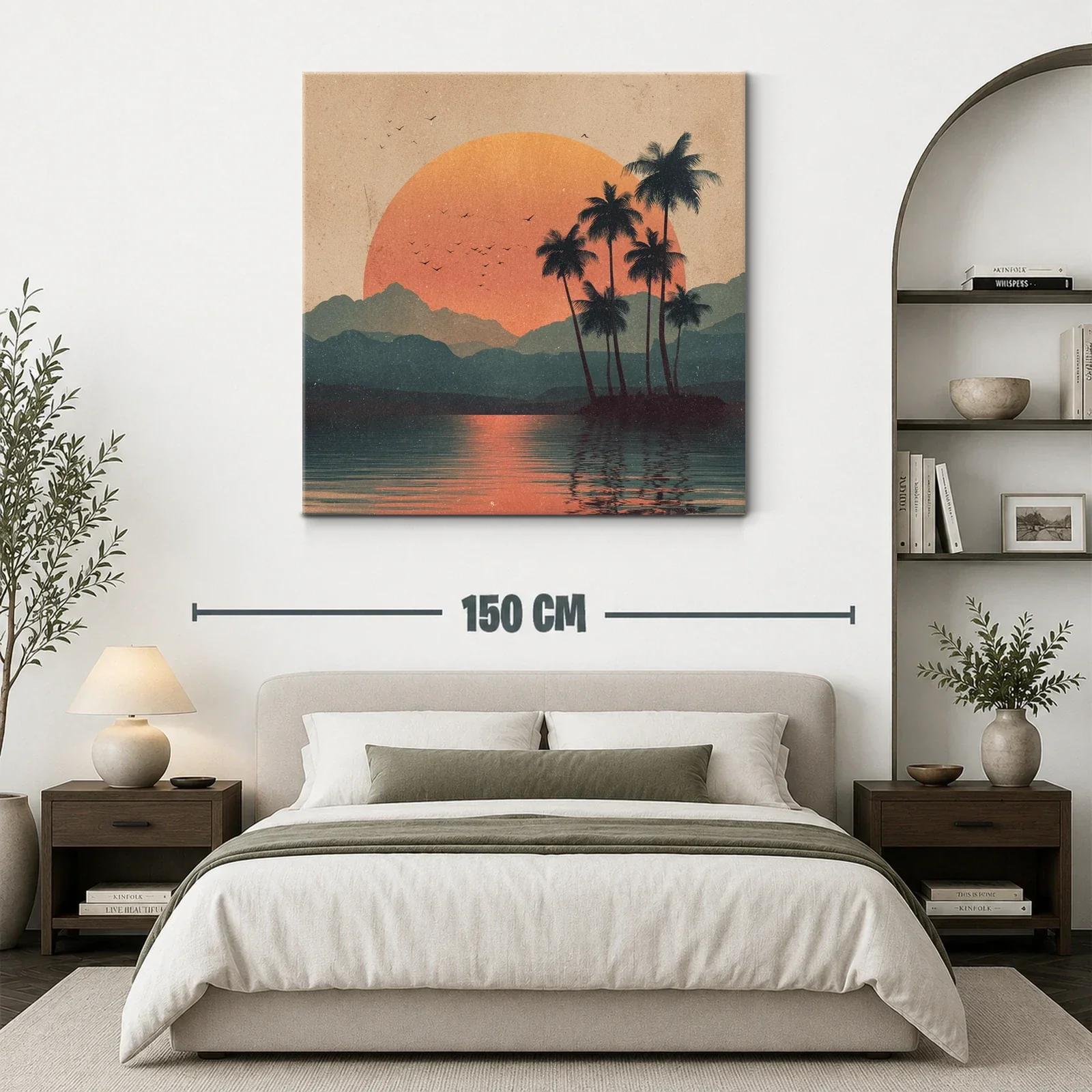 Atardecer tropical con palmeras y reflejo en el agua — miniatura 3