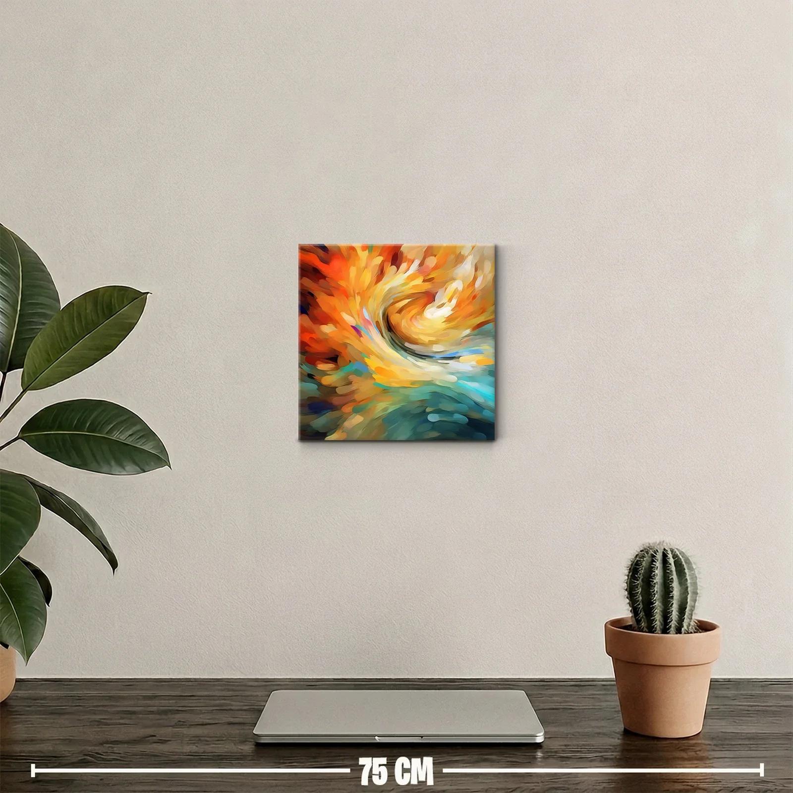 Cuadro abstracto con vibrantes tonos cálidos y fríos — miniatura 2