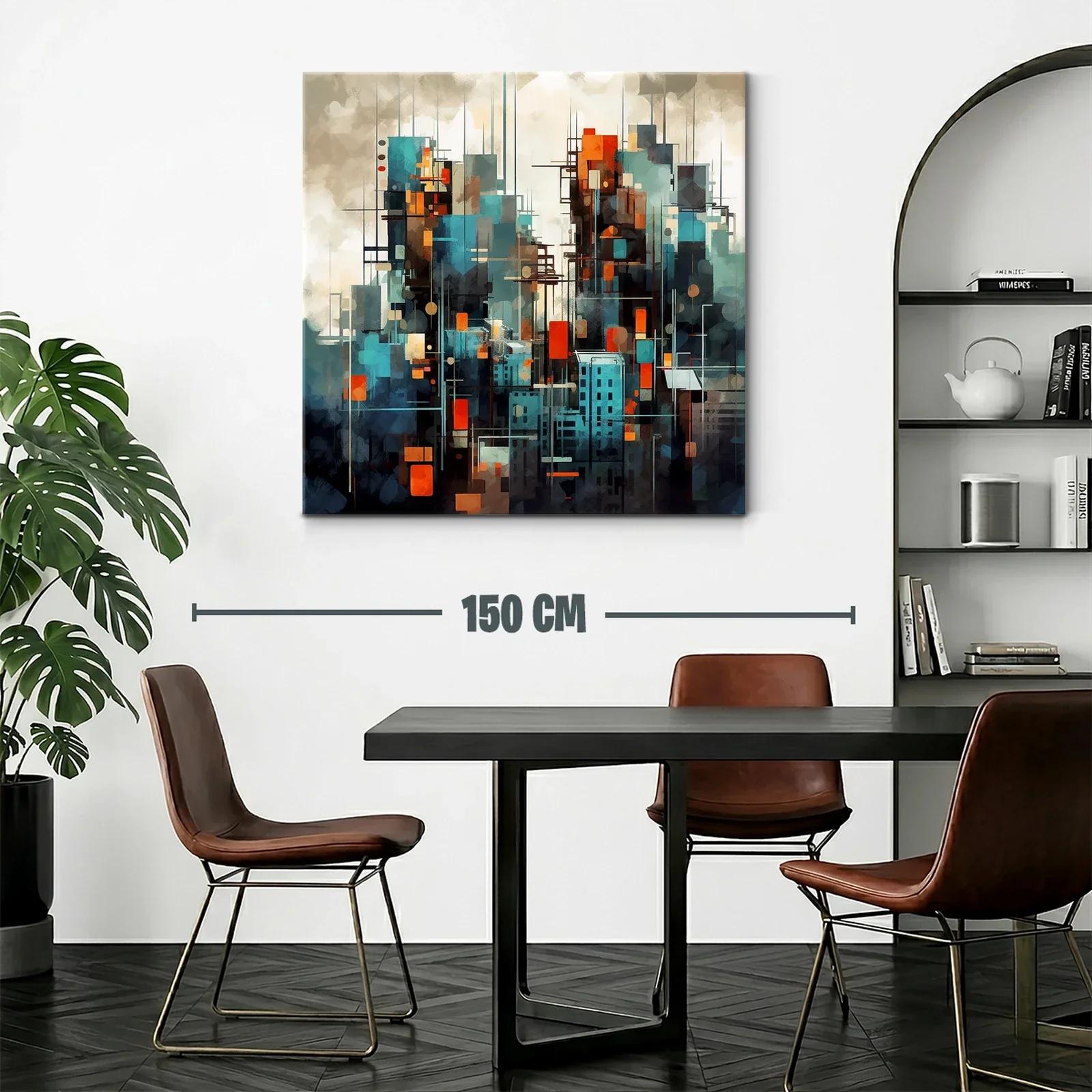 Cuadro abstracto de ciudad moderna con toques vibrantes — miniatura 2
