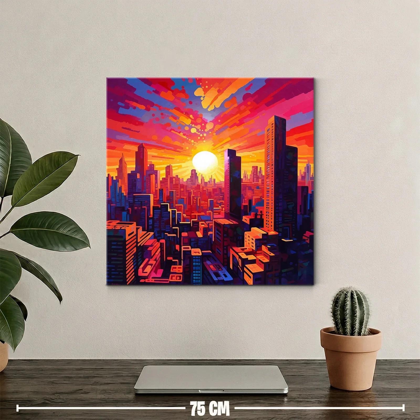 Atardecer vibrante sobre ciudad moderna llena de energía — miniatura 2