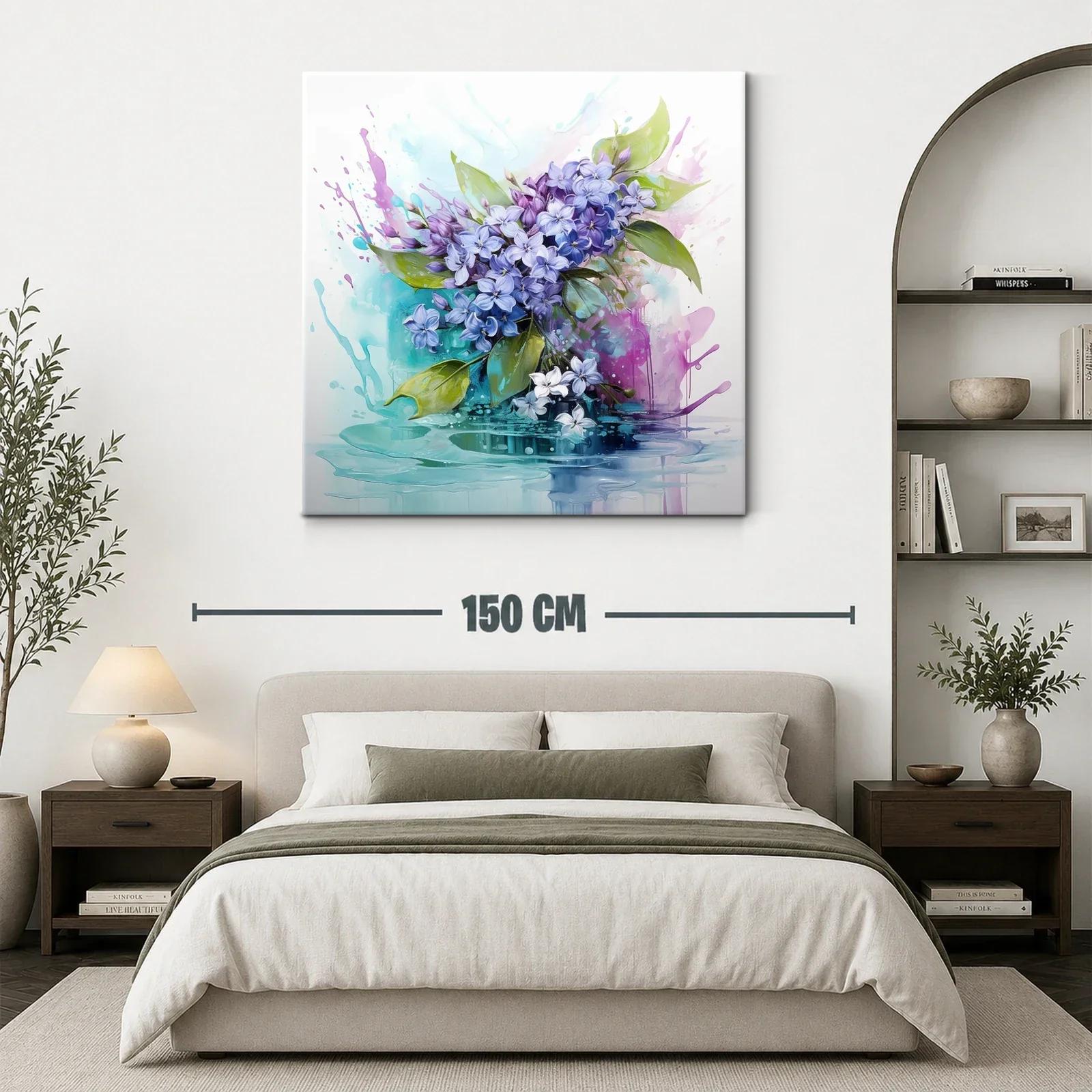 Cuadro floral con lilas y tonos acuarelados suaves — miniatura 3