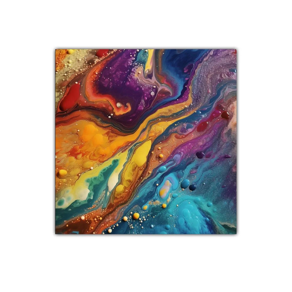 Cuadro abstracto con vibrantes formas y colores intensos
