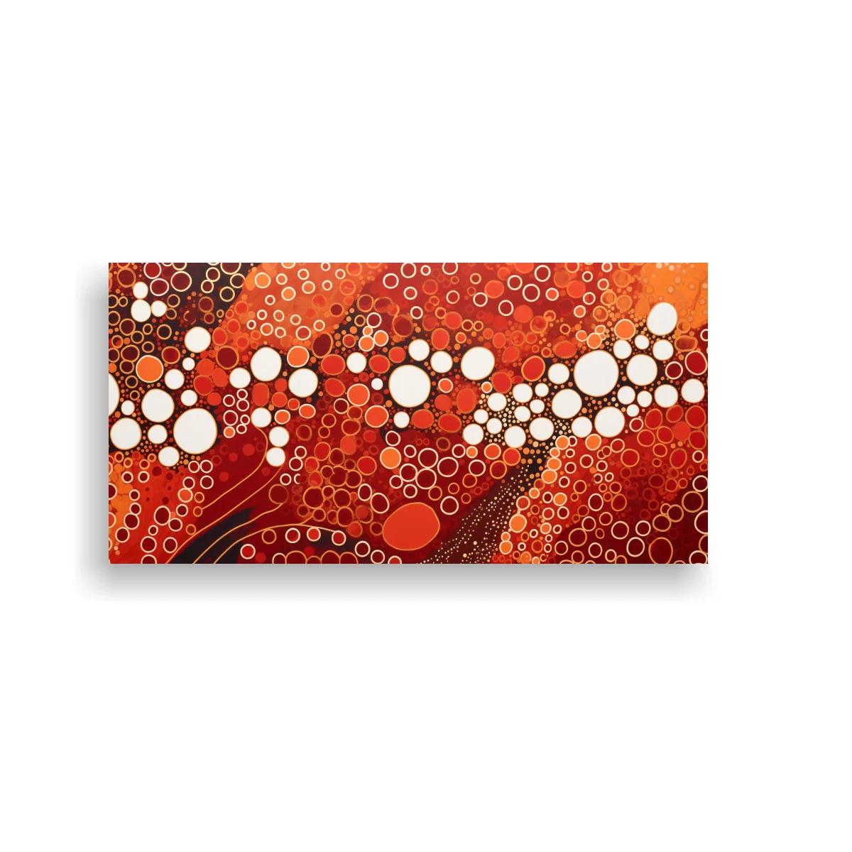 Cuadro patrón de círculos orgánicos en rojo coral y marrón
