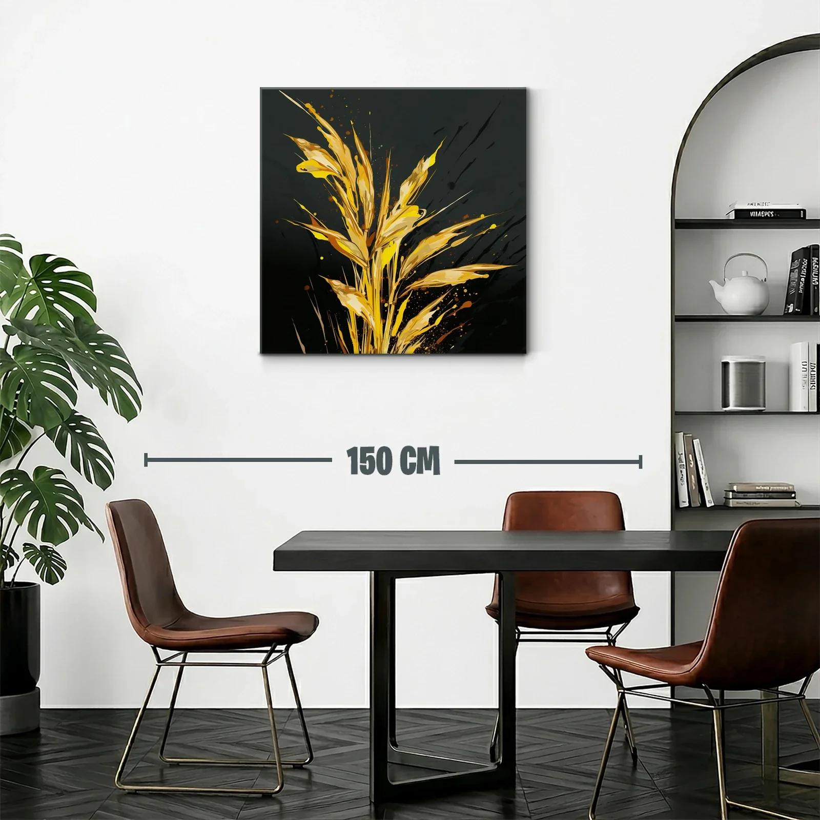 Cuadro con inspiración natural en tonos dorados y negros — miniatura 2