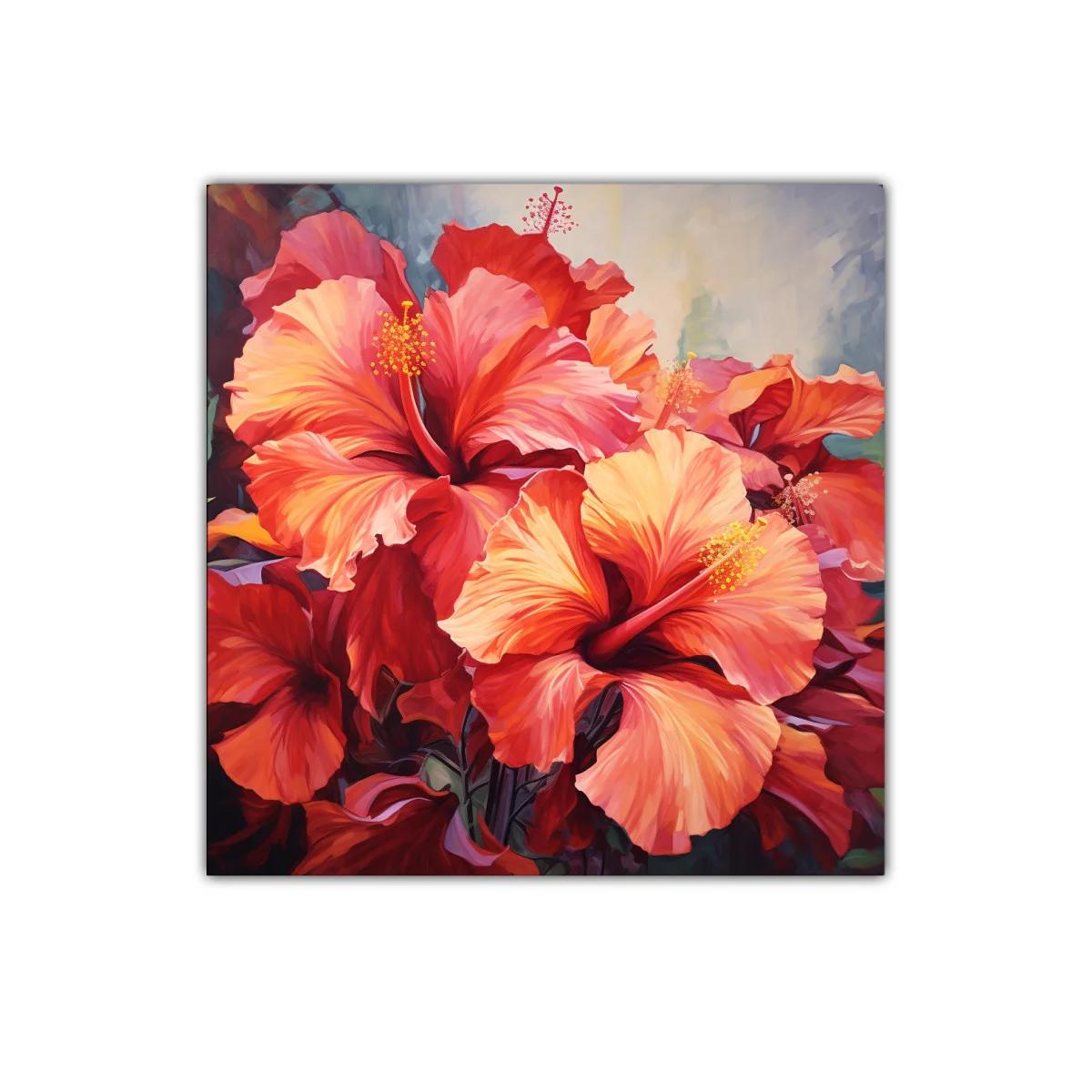 Cuadro de flores vibrantes en tonos rojos y naranjas — imagen principal