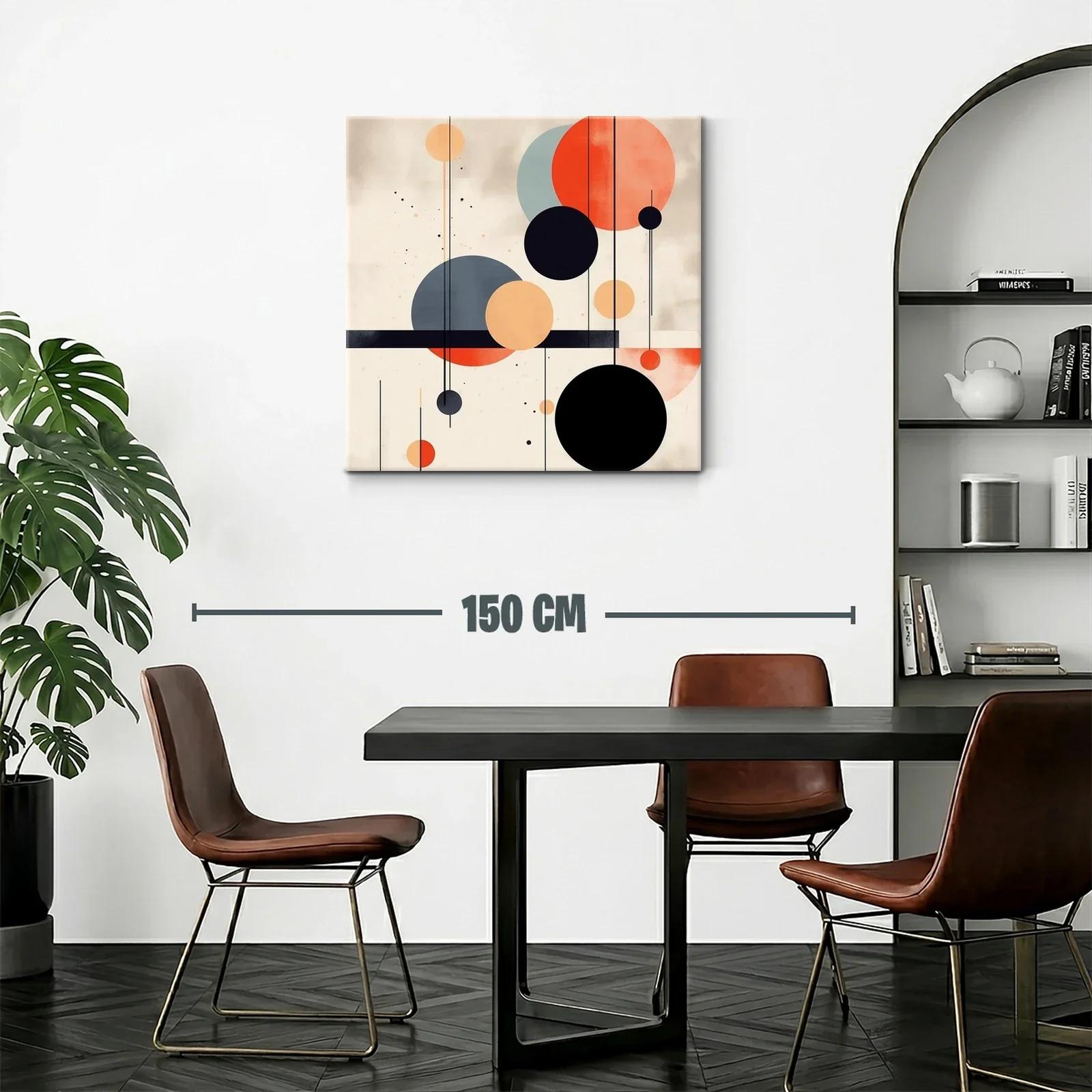 Cuadro abstracto con círculos en tonos cálidos y neutros — miniatura 2