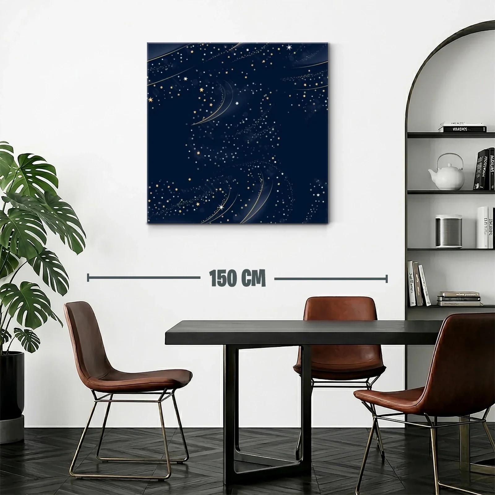 Cuadro galaxia estrellada con tonos azul y dorado — miniatura 2