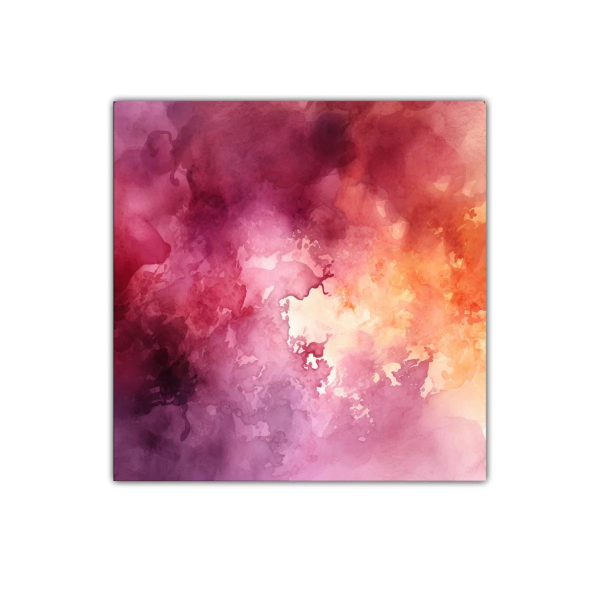 Cuadro abstracto con tonos cálidos y violetas intensos — miniatura 1