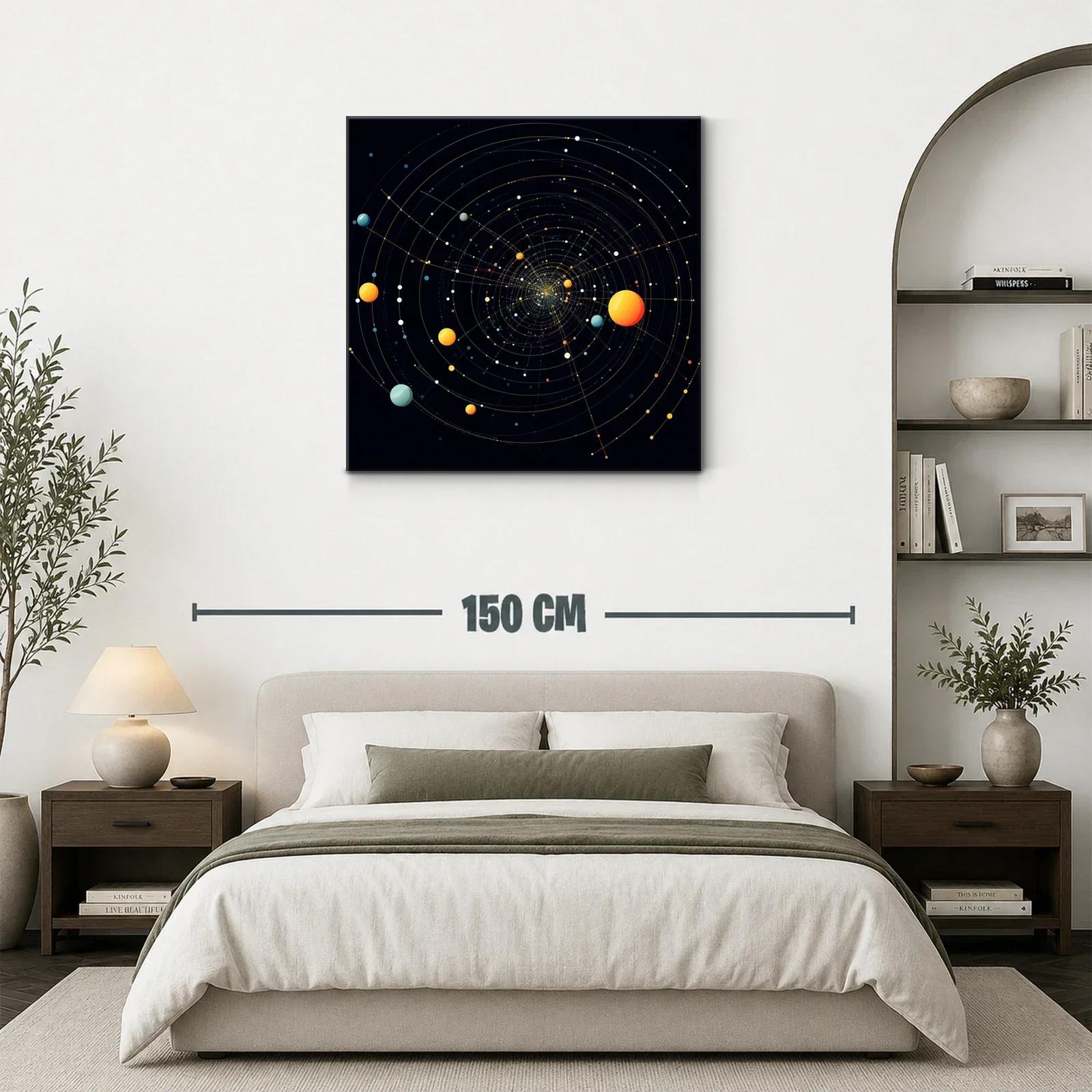 Cuadro abstracto con espiral cósmica y elementos planetarios — miniatura 3