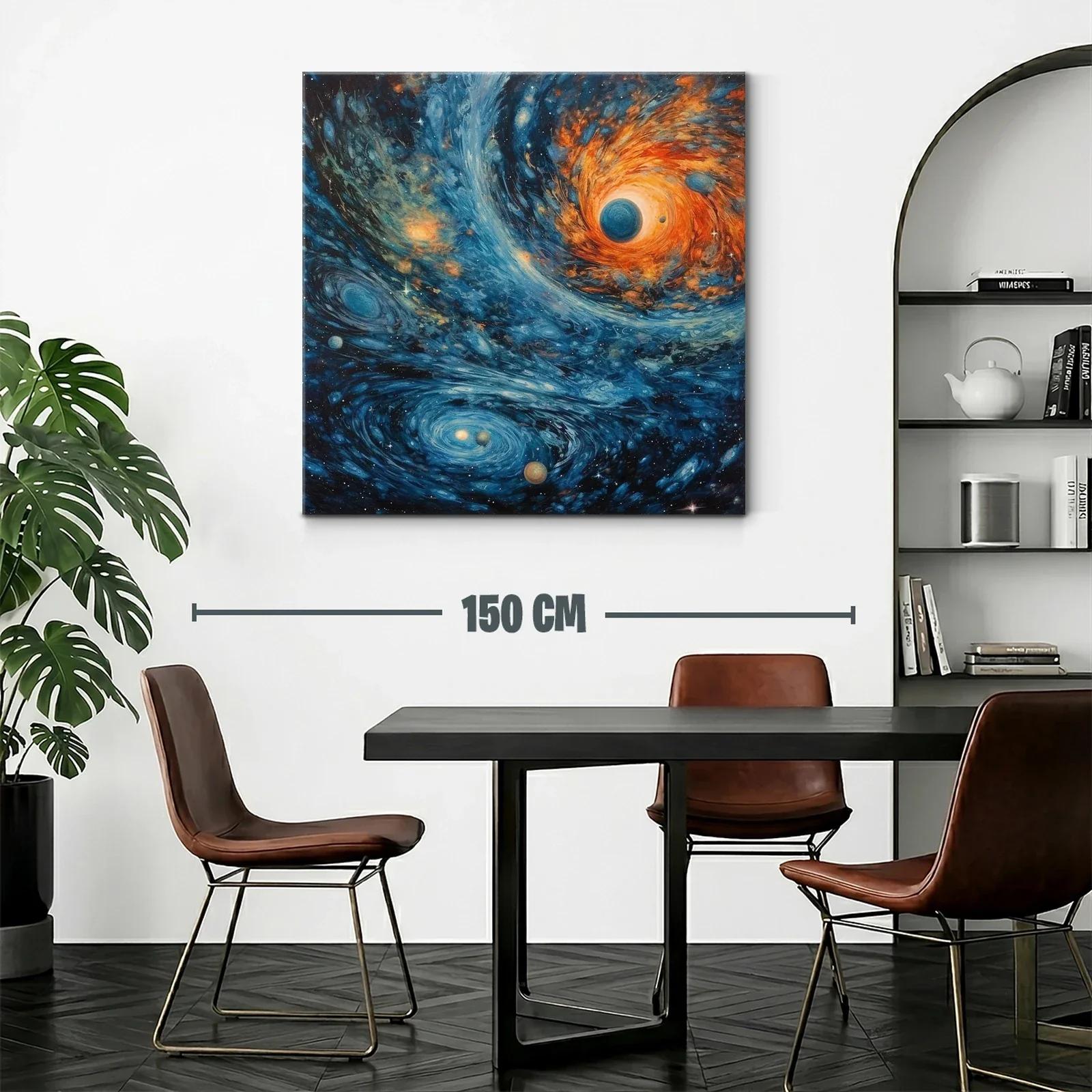 Cuadro Cósmico con Galaxias y Planetas en Movimiento — miniatura 2