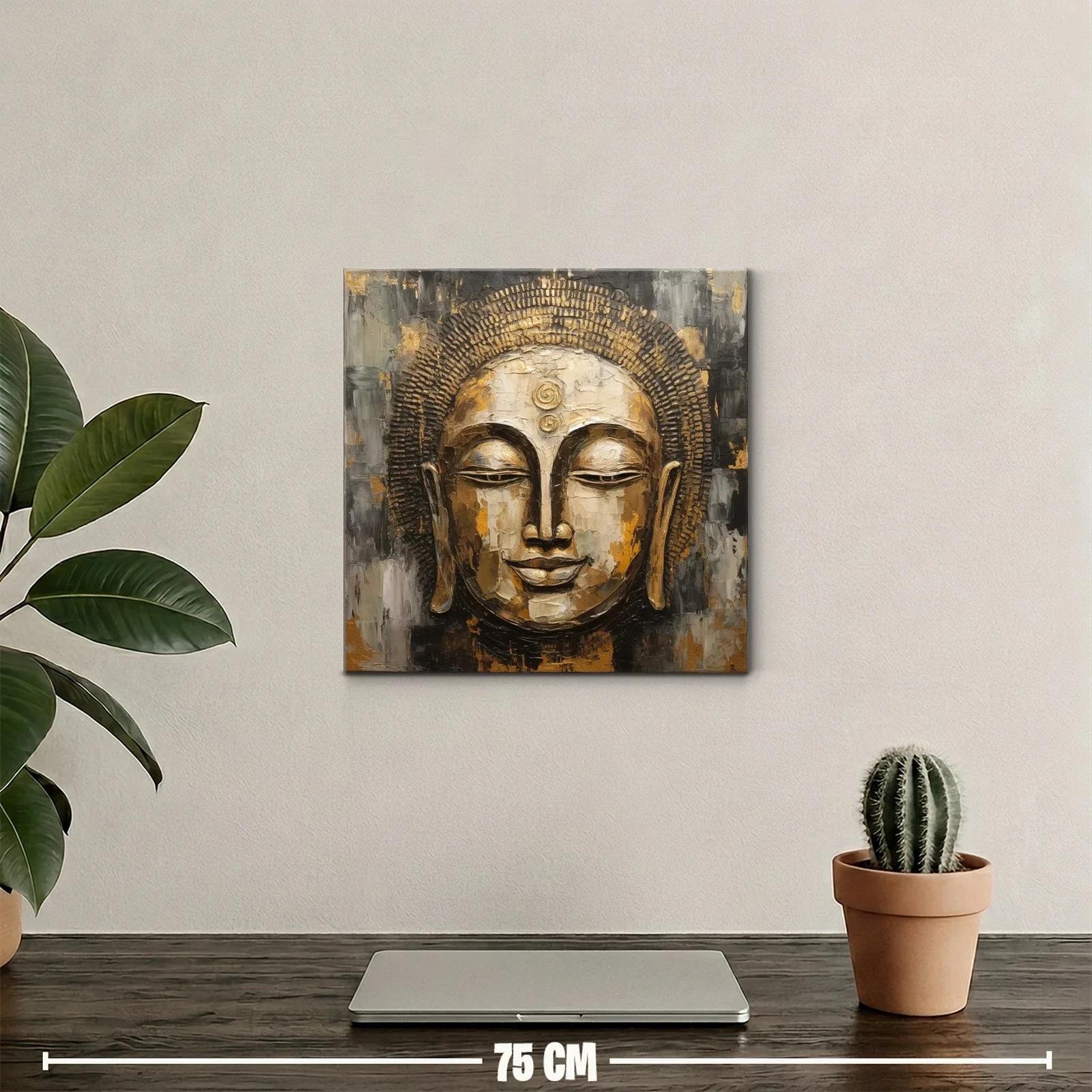 Rostro de Buda sereno con tonos dorados y grises — miniatura 2