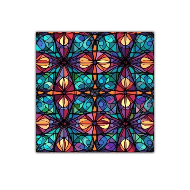 Diseño geométrico colorido con estilo vitral