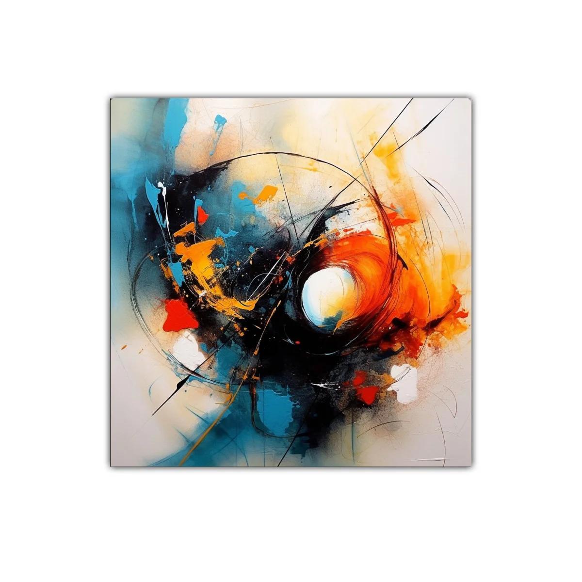 Cuadro abstracto con vibrantes tonos contrastantes y energía dinámica