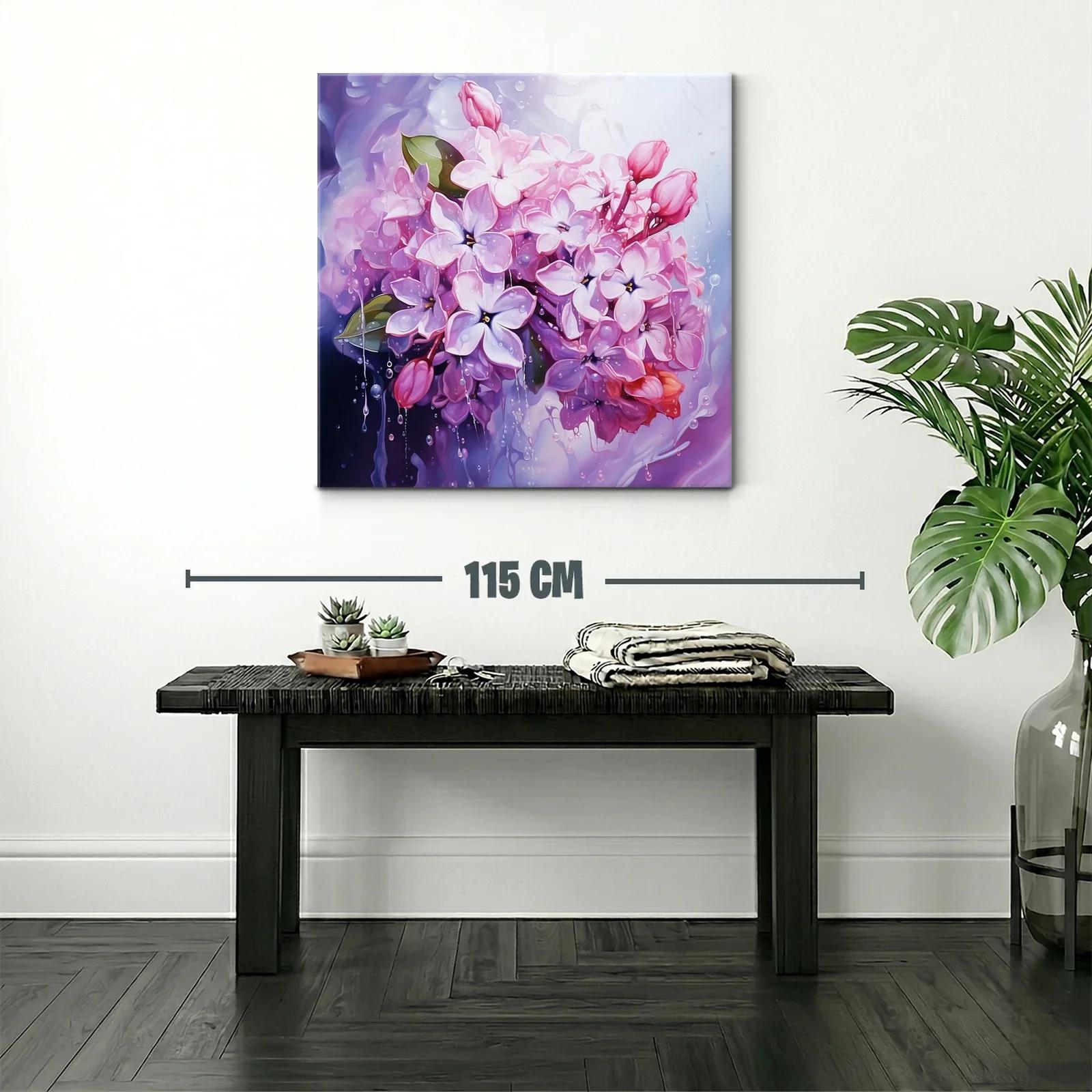 Ramo de flores lilas con gotas de agua brillante — miniatura 2