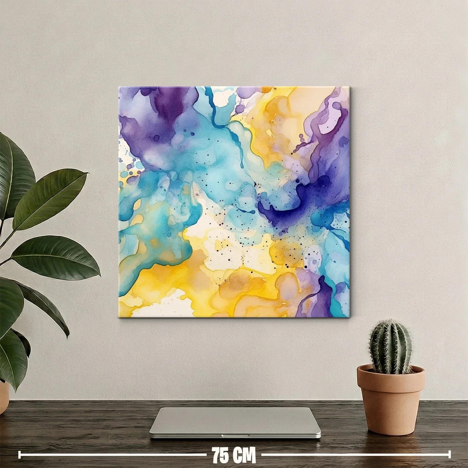Composición abstracta en tonos azules y amarillos vibrantes — miniatura 2