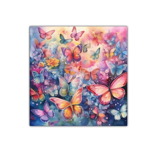 Cuadro con mariposas vibrantes y colores en armonía