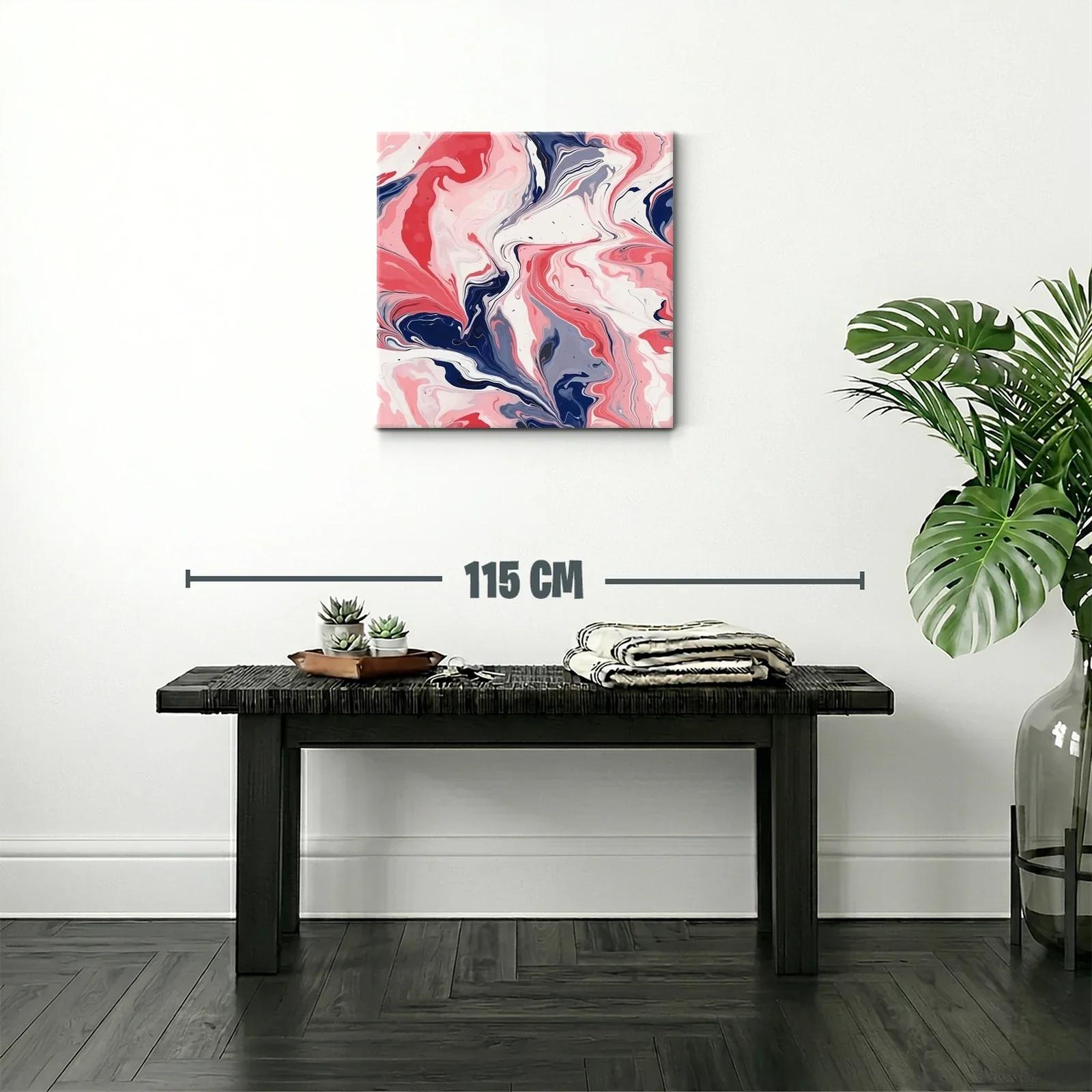 Cuadro abstracto con fluidas formas en tonos rosa y azul — miniatura 2