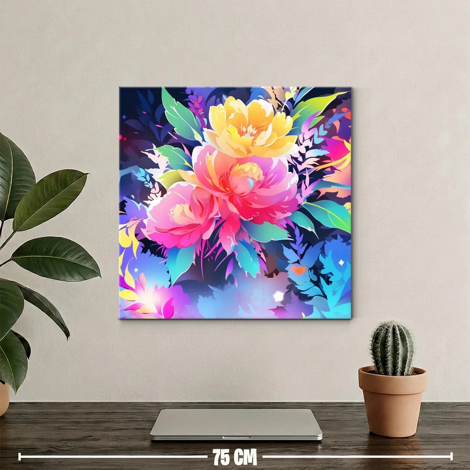 Cuadro vibrante con flores en tonos intensos y contrastantes — miniatura 2