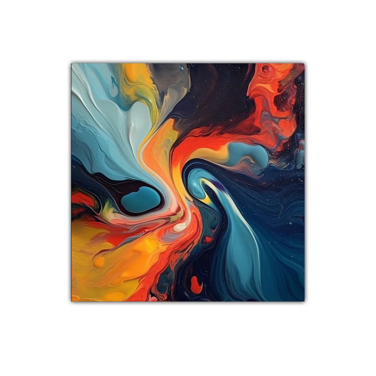Cuadro abstracto con remolino de colores vibrantes y dinámicos
