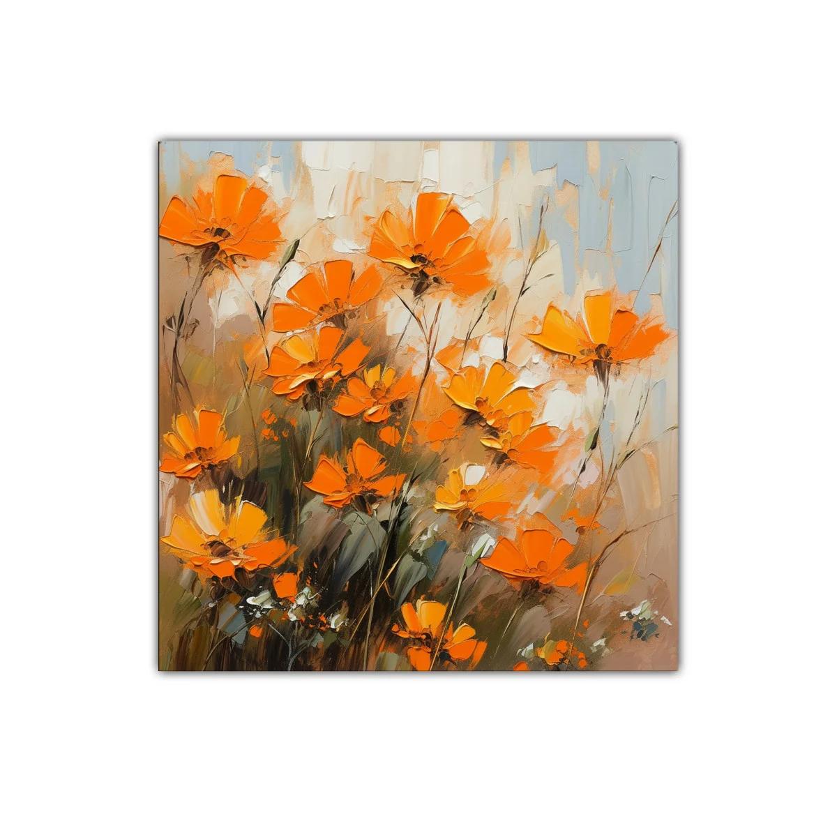 Cuadro floral vibrante con flores naranjas brillantes — imagen principal