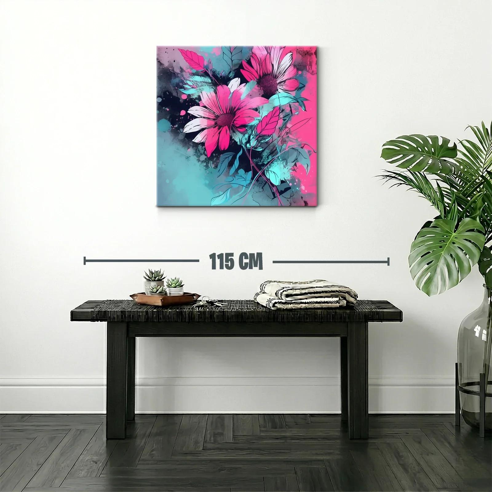 Flores vibrantes en tonos fucsia y azul turquesa — miniatura 2