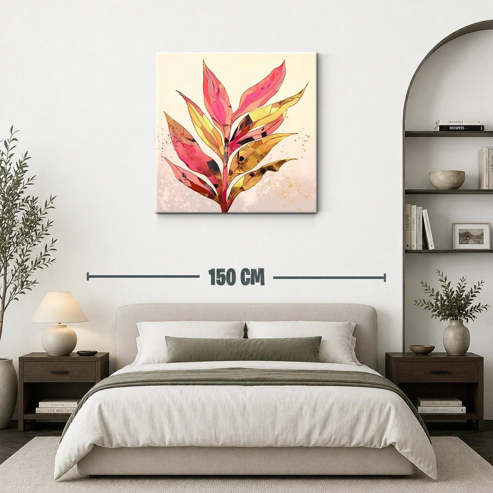 Hoja tropical en tonos rosa y dorado vibrante — miniatura 3