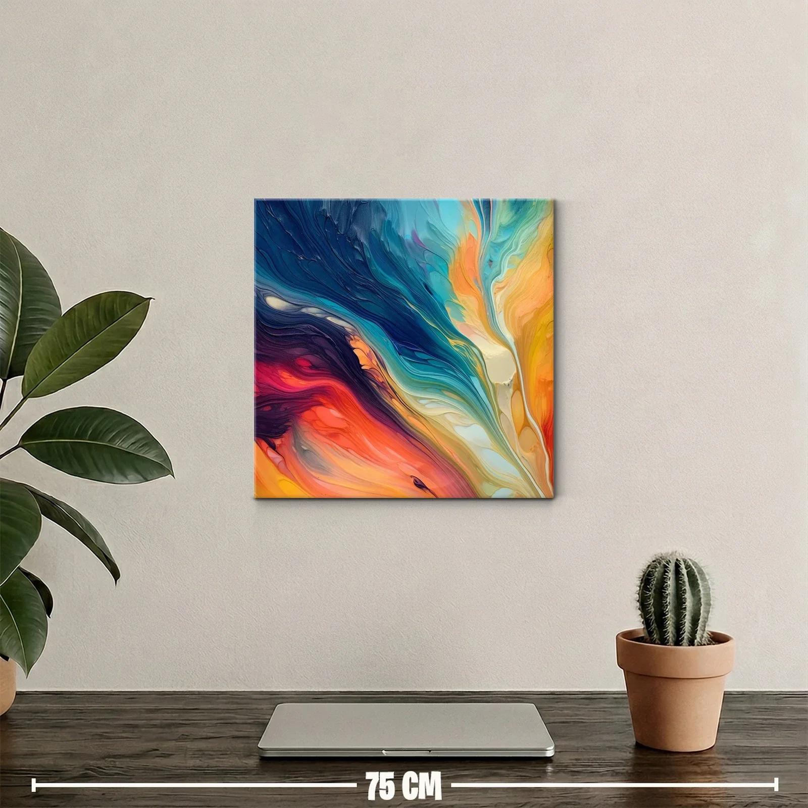 Composición abstracta en vibrantes tonos cálidos y fríos — miniatura 2