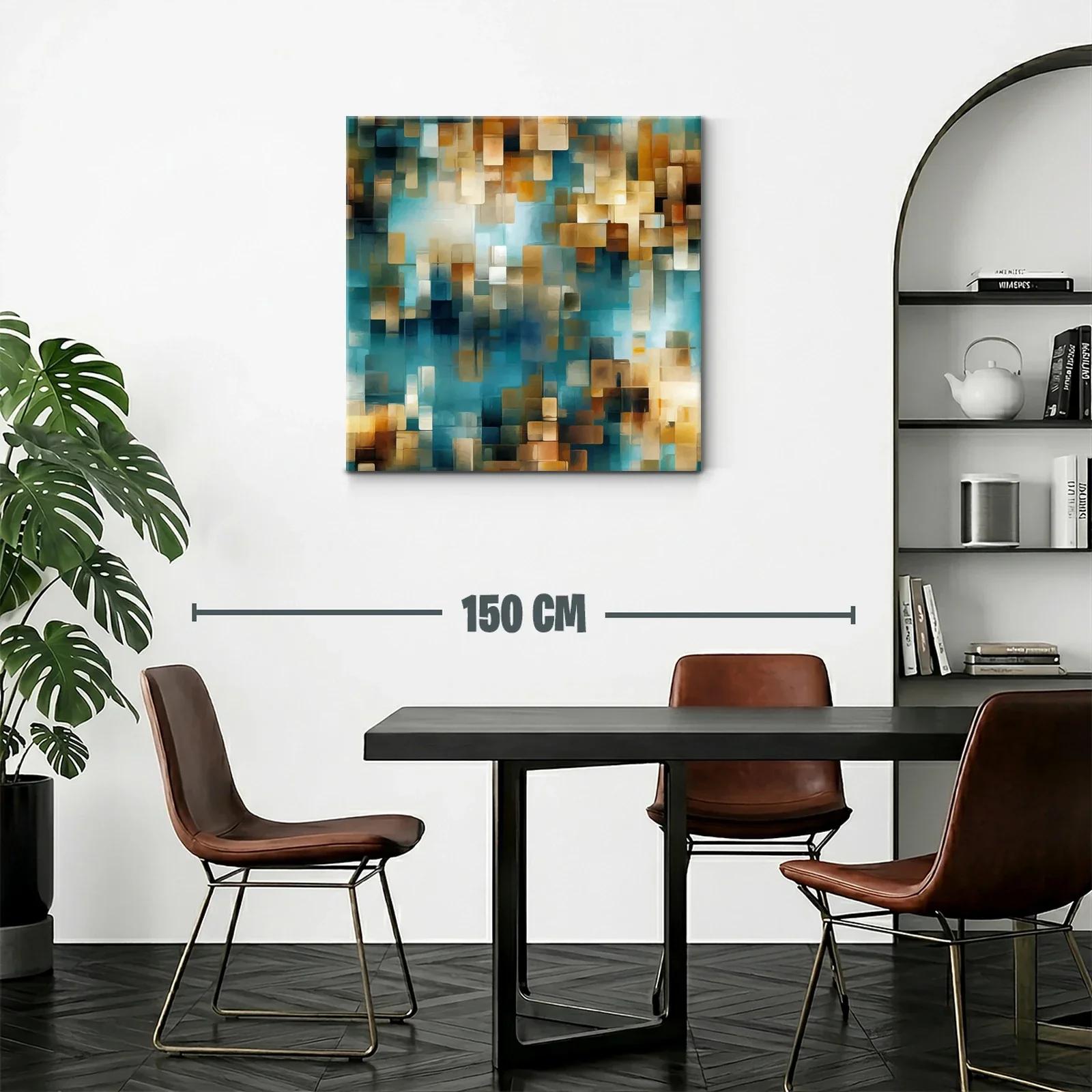 Composición abstracta con bloques en tonos azules y dorados — miniatura 2