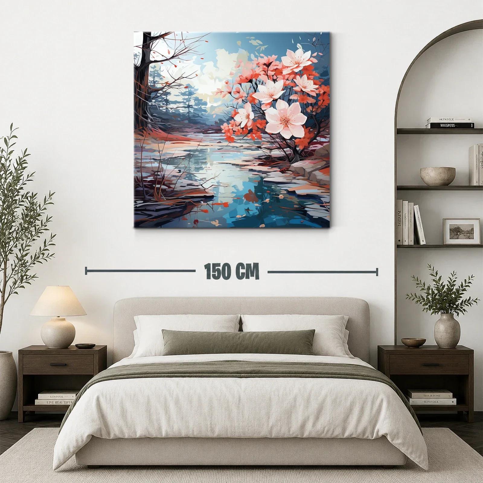 Reflejos de primavera con flores y río sereno — miniatura 3