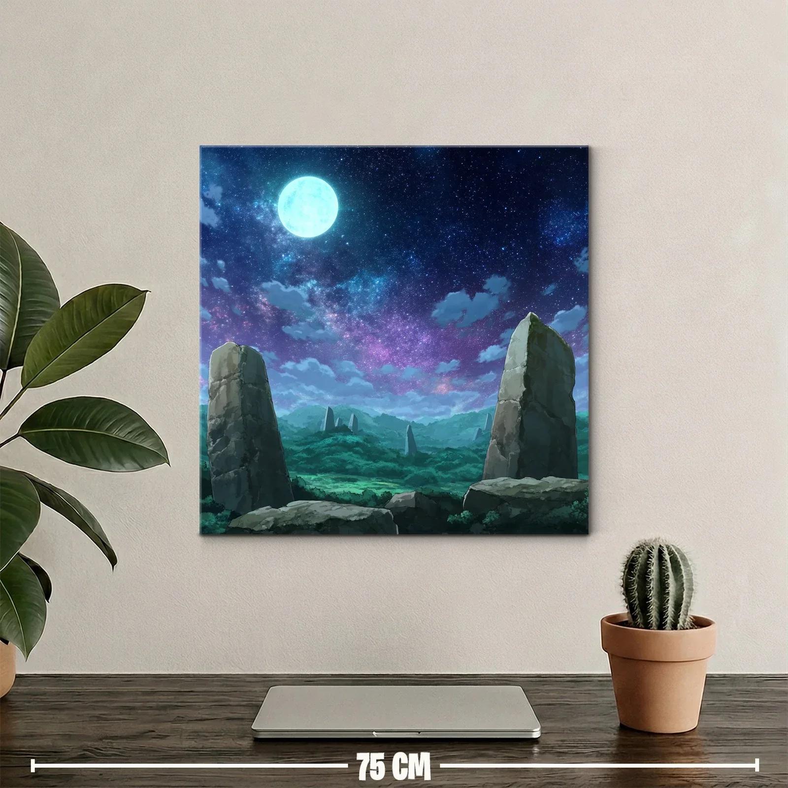 Paisaje nocturno con piedras monolíticas y cielo estrellado — miniatura 2