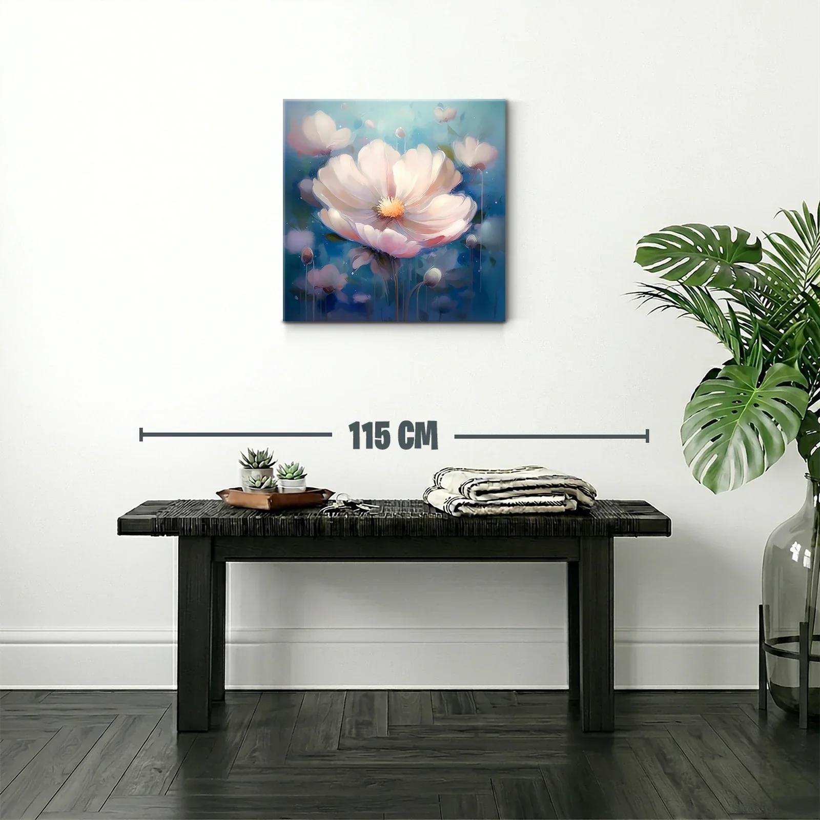 Cuadro floral etéreo con tonos suaves y azules — miniatura 2
