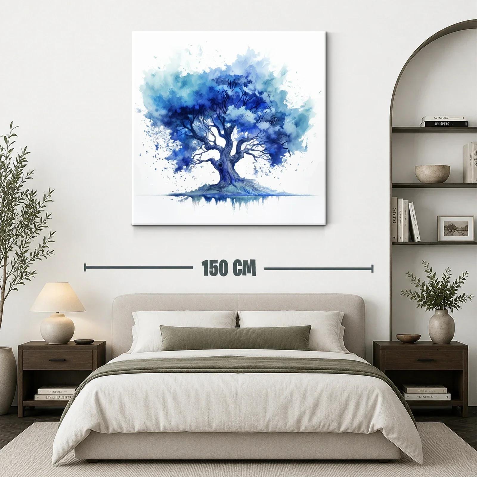 Árbol en tonos azules con estilo acuarela moderno — miniatura 3