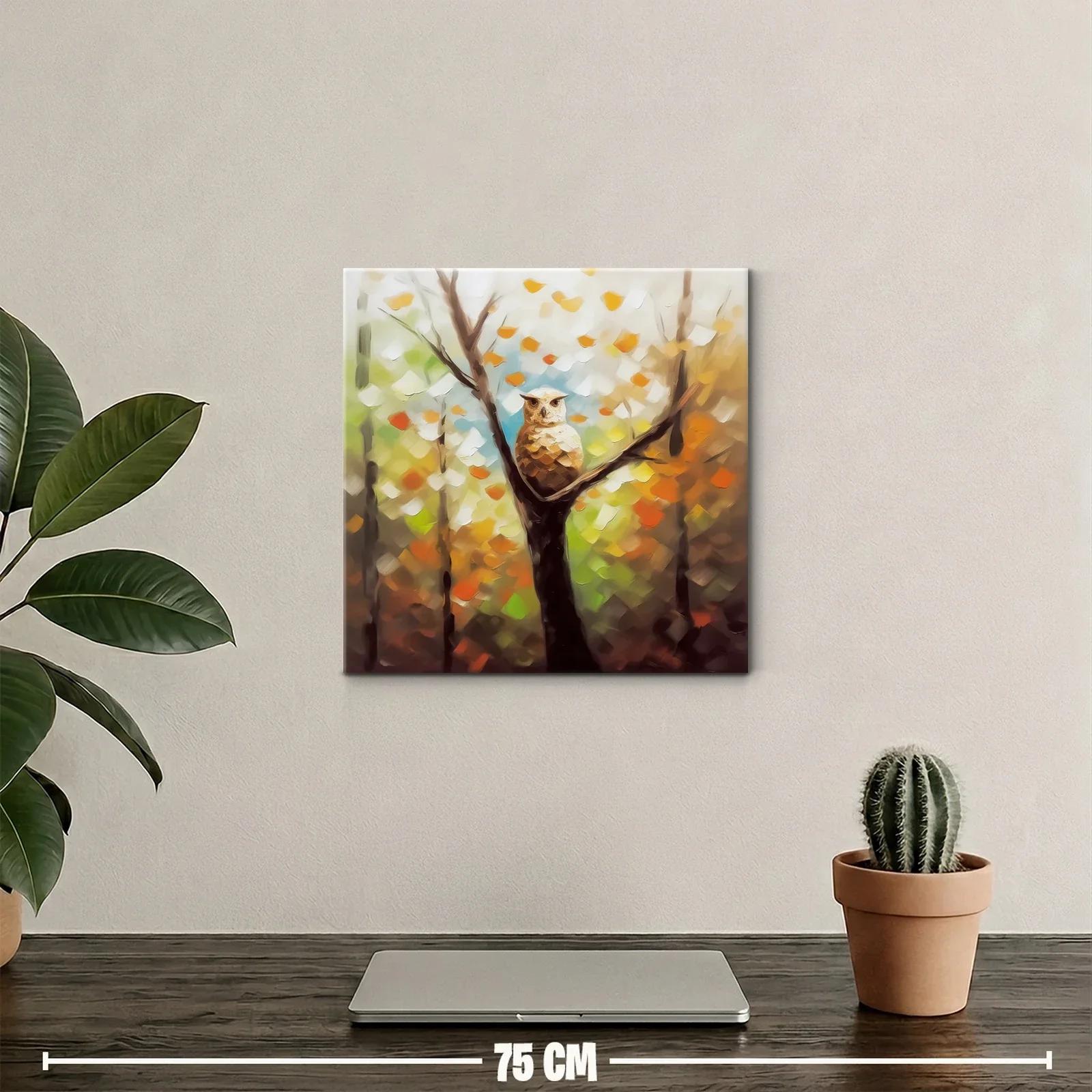 Búho Solitario en Bosque de Otoño — miniatura 2