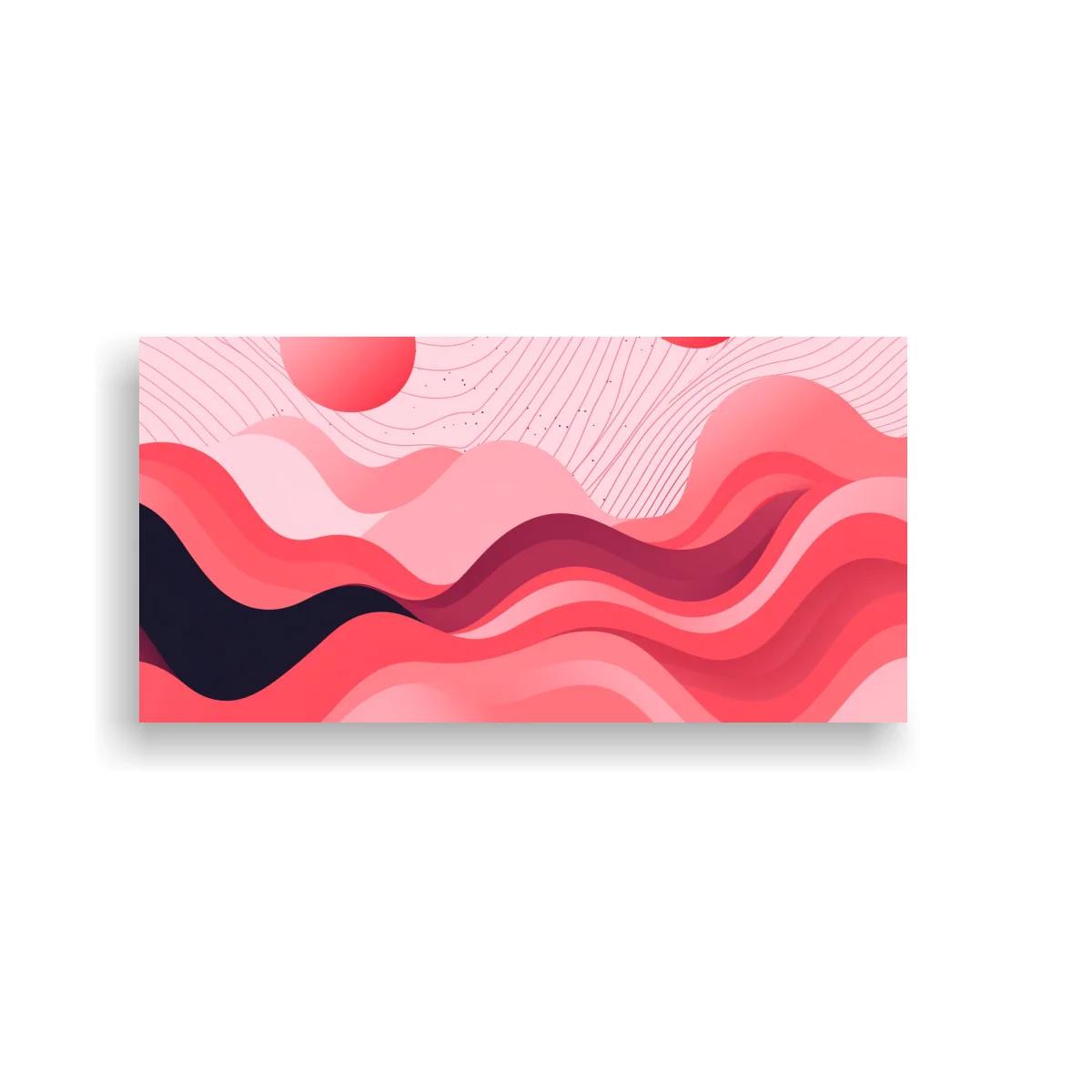 Cuadro ondas abstractas con círculos flotantes
