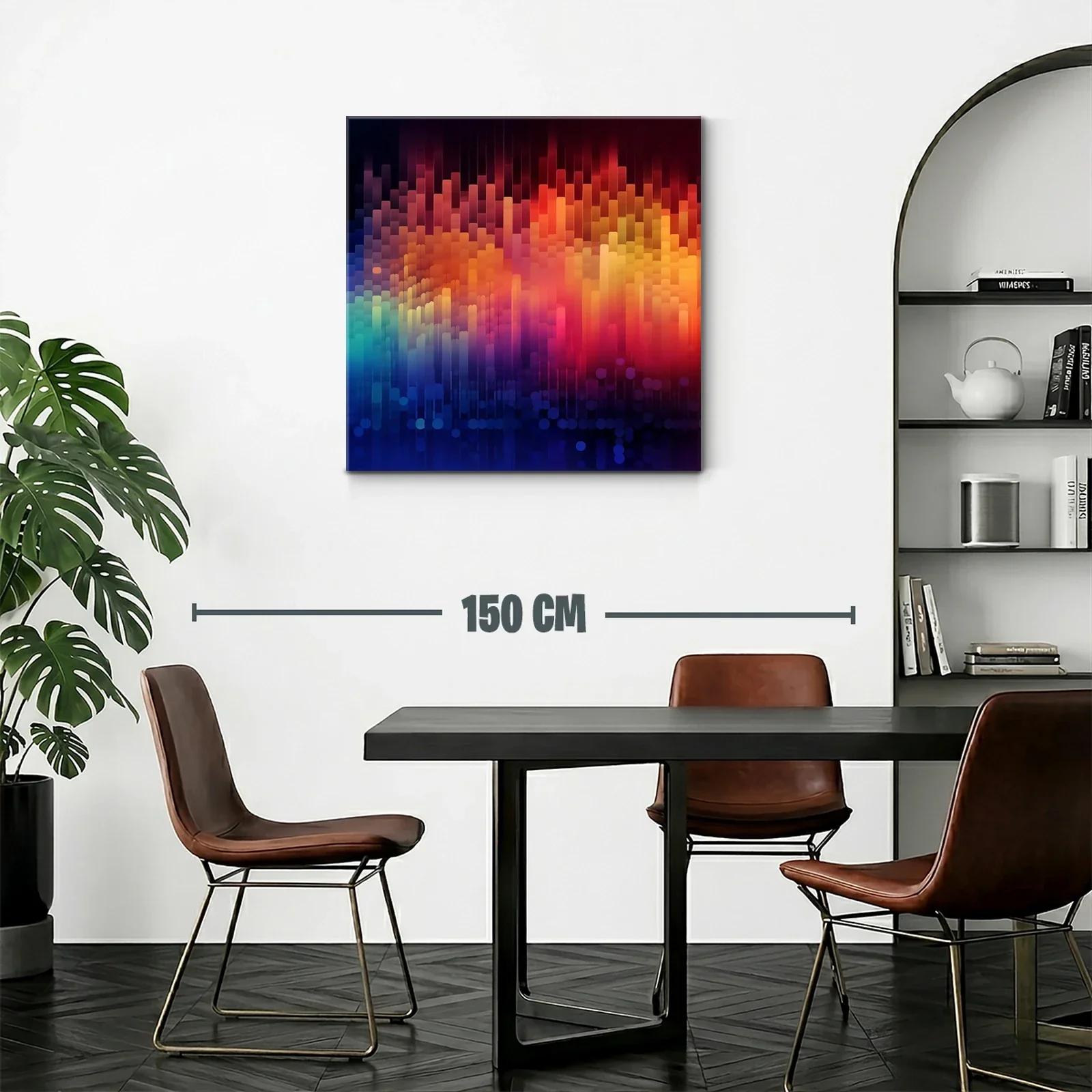 Cuadro abstracto con vibrantes tonos cálidos y fríos — miniatura 2