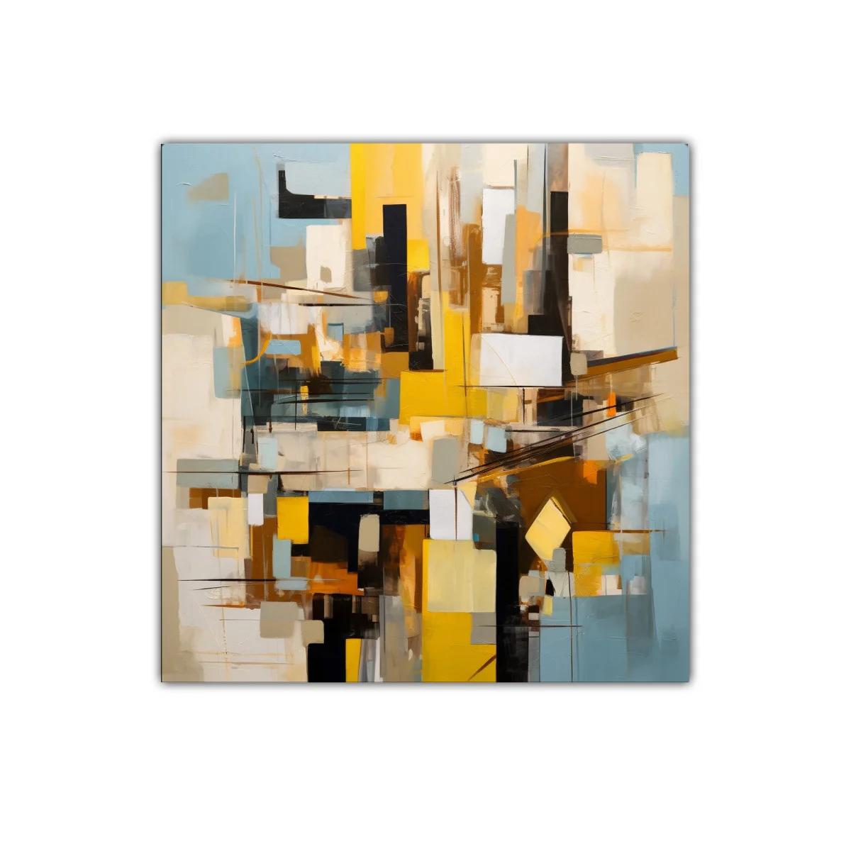 Cuadro abstracto con tonos cálidos y formas geométricas