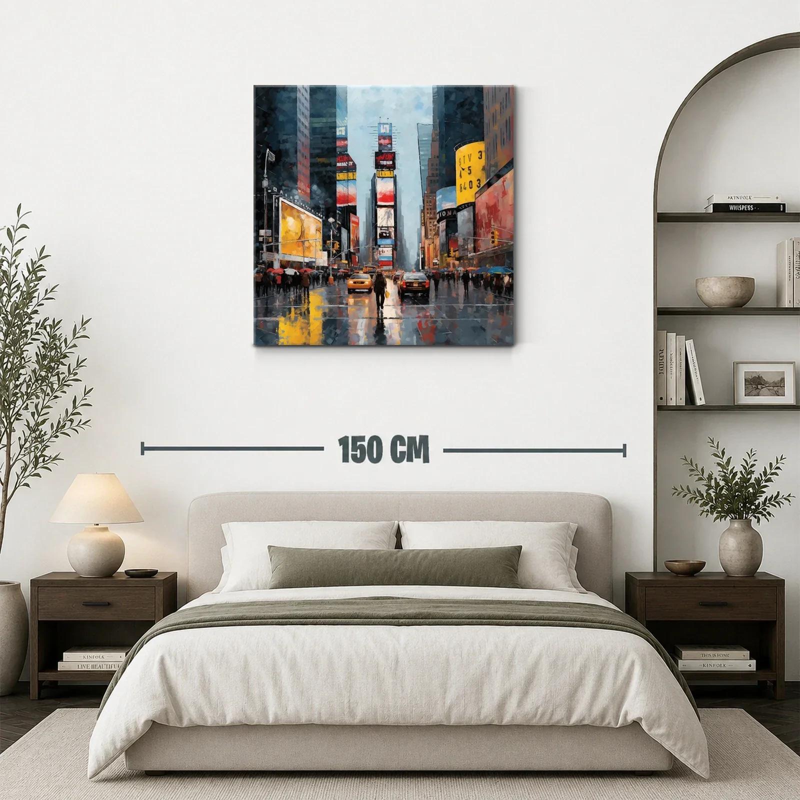 Escena urbana vibrante con reflejos de ciudad lluviosa — miniatura 3