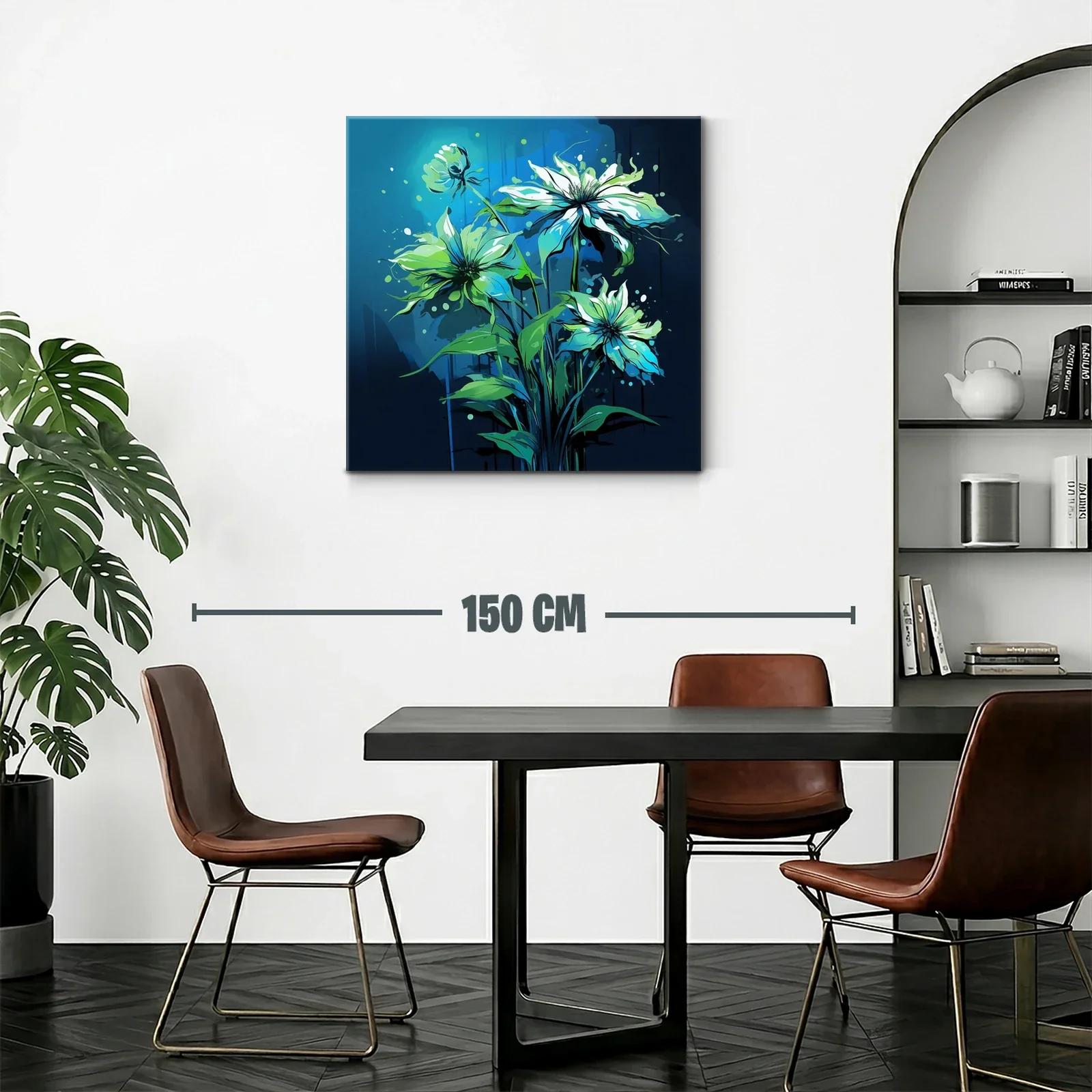 Cuadro floral en tonos azules y verdes vibrantes — miniatura 2