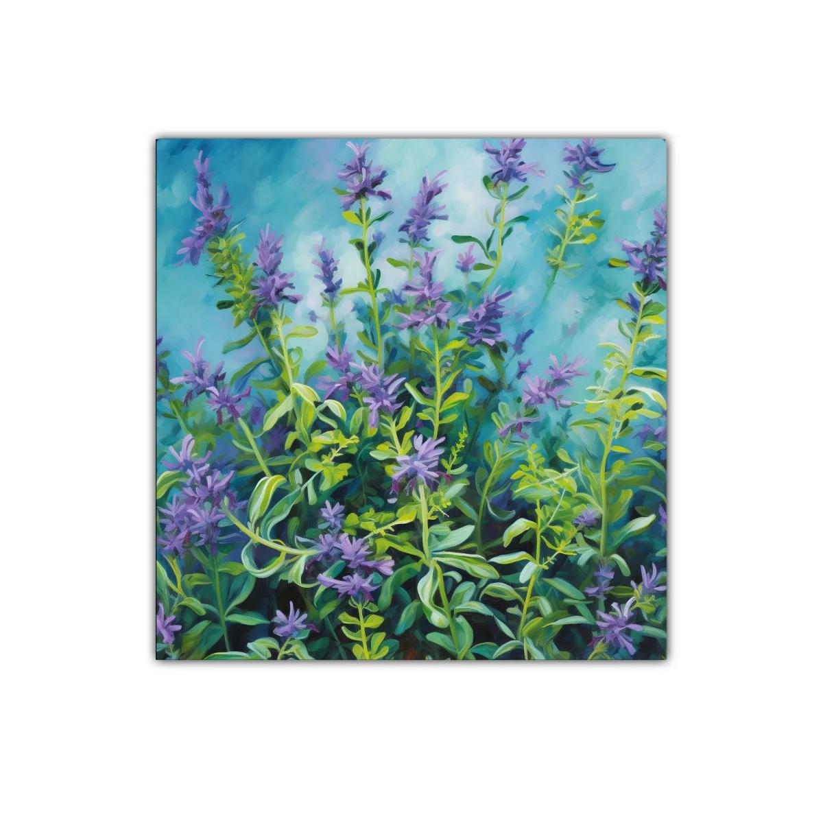 Cuadro decorativo de delicadas flores moradas y verdes — imagen principal