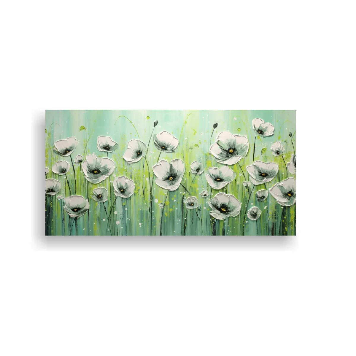 Cuadro amapolas blancas con tallos alargados — imagen principal