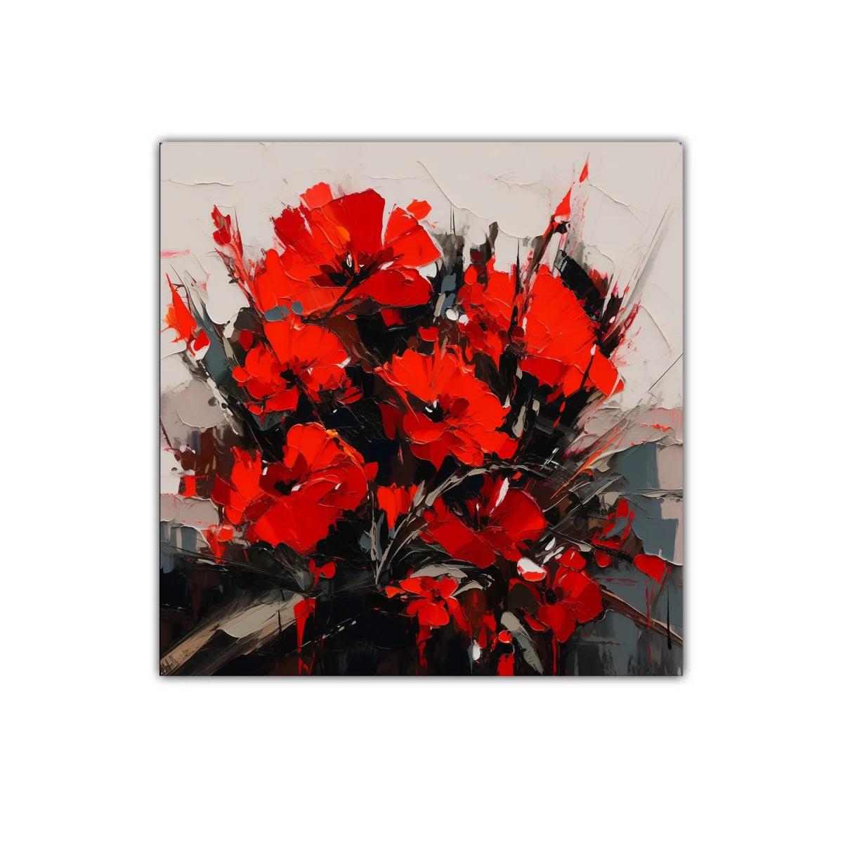 Composición vibrante de flores rojas con contraste oscuro — imagen principal