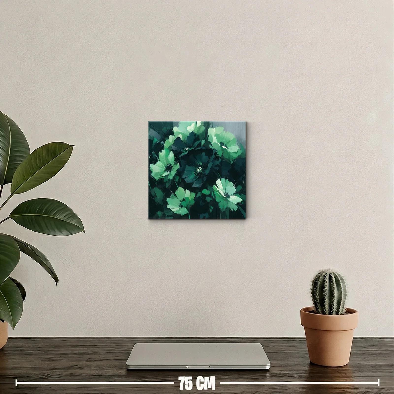 Cuadro floral en tonos verdes y azules oscuros — miniatura 2