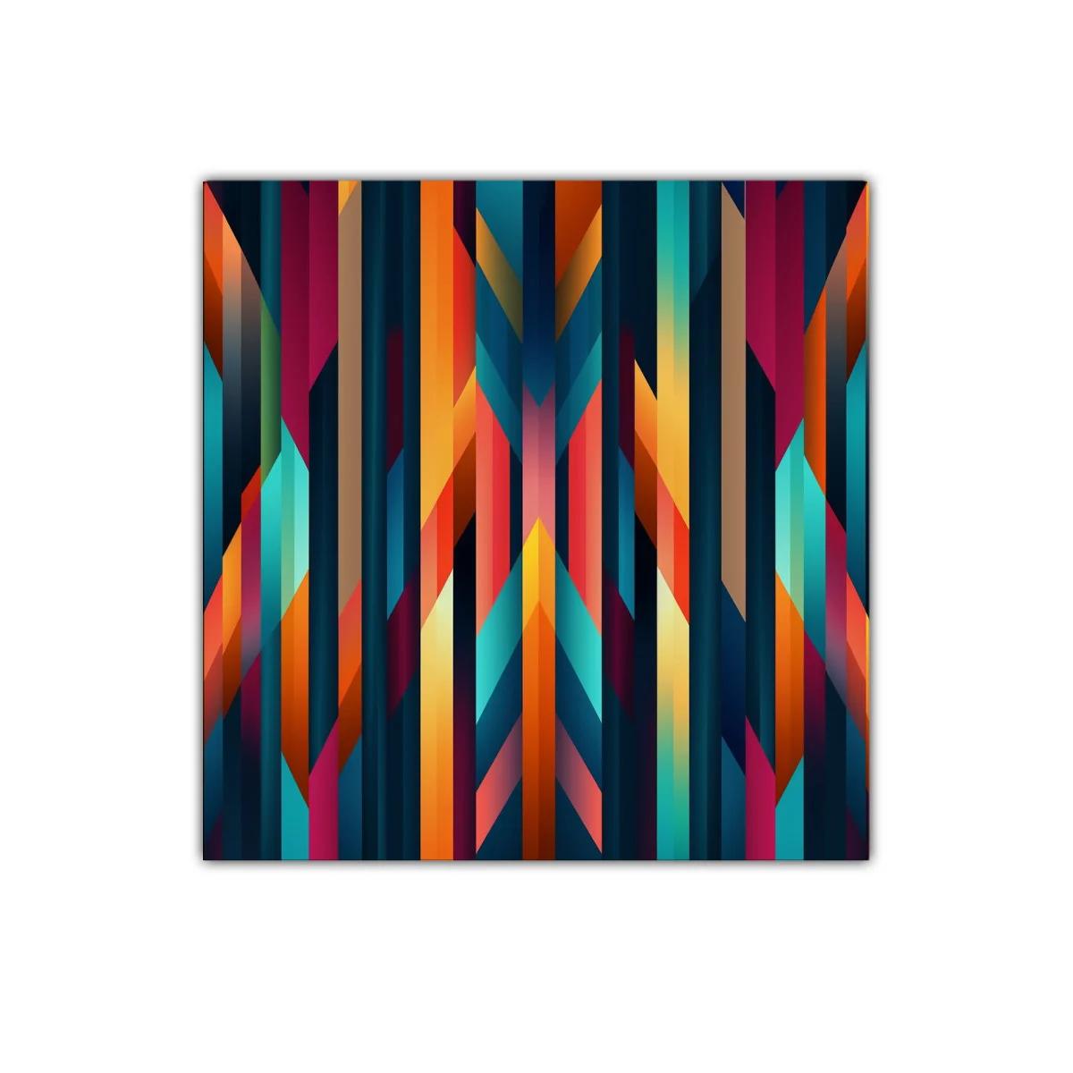 Composición geométrica en vibrantes tonos cálidos y fríos — imagen principal