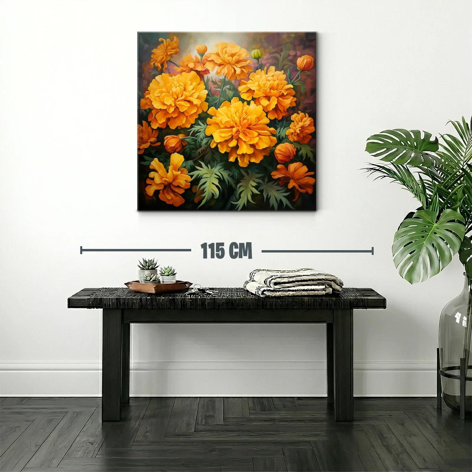 Cuadro con vibrantes flores naranjas que iluminan espacios — miniatura 2