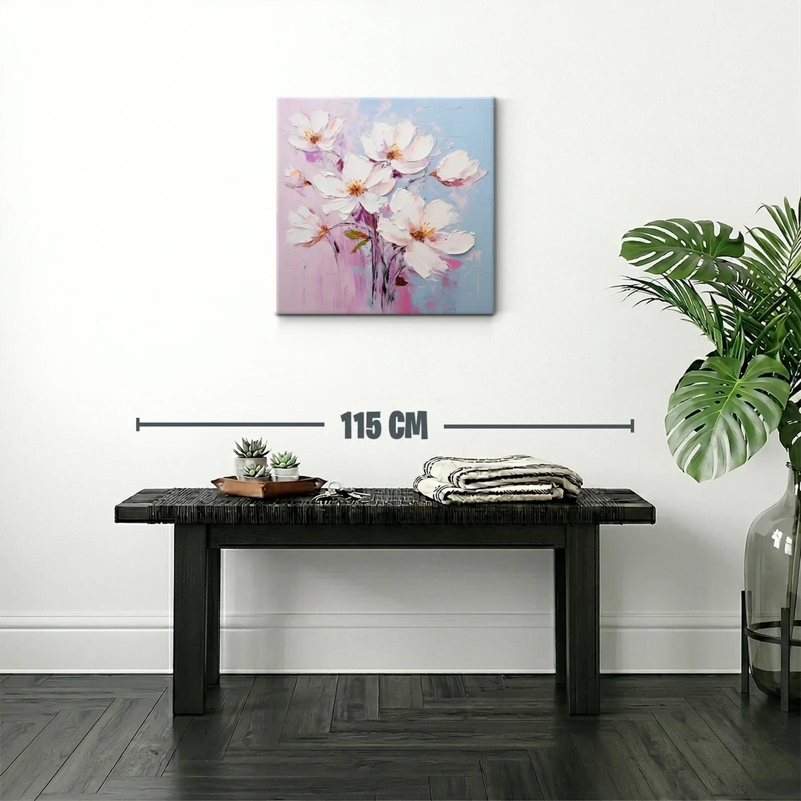 Cuadro de flores blancas sobre fondo pastel suave — miniatura 2