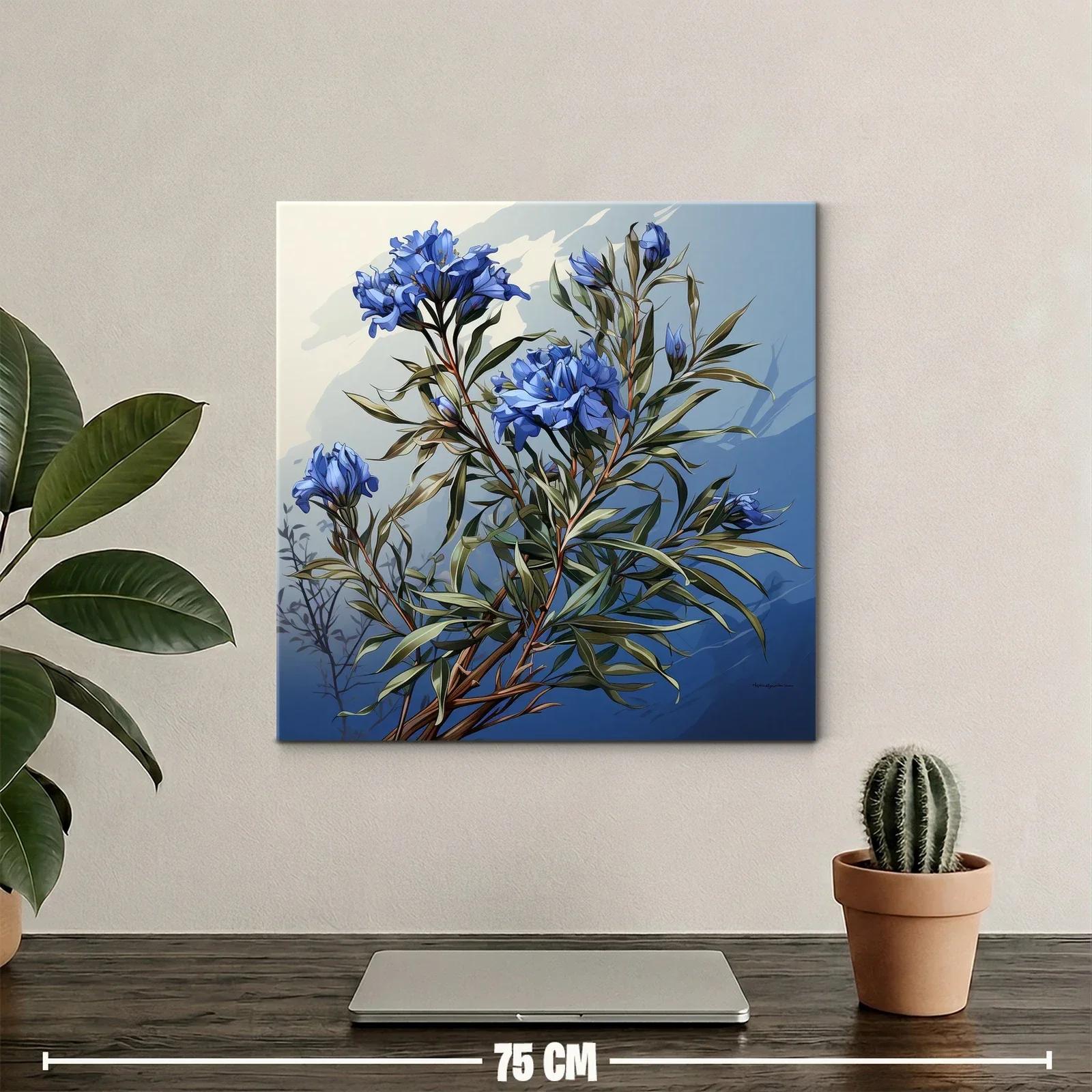 Ramas con flores azules sobre fondo degradado — miniatura 2